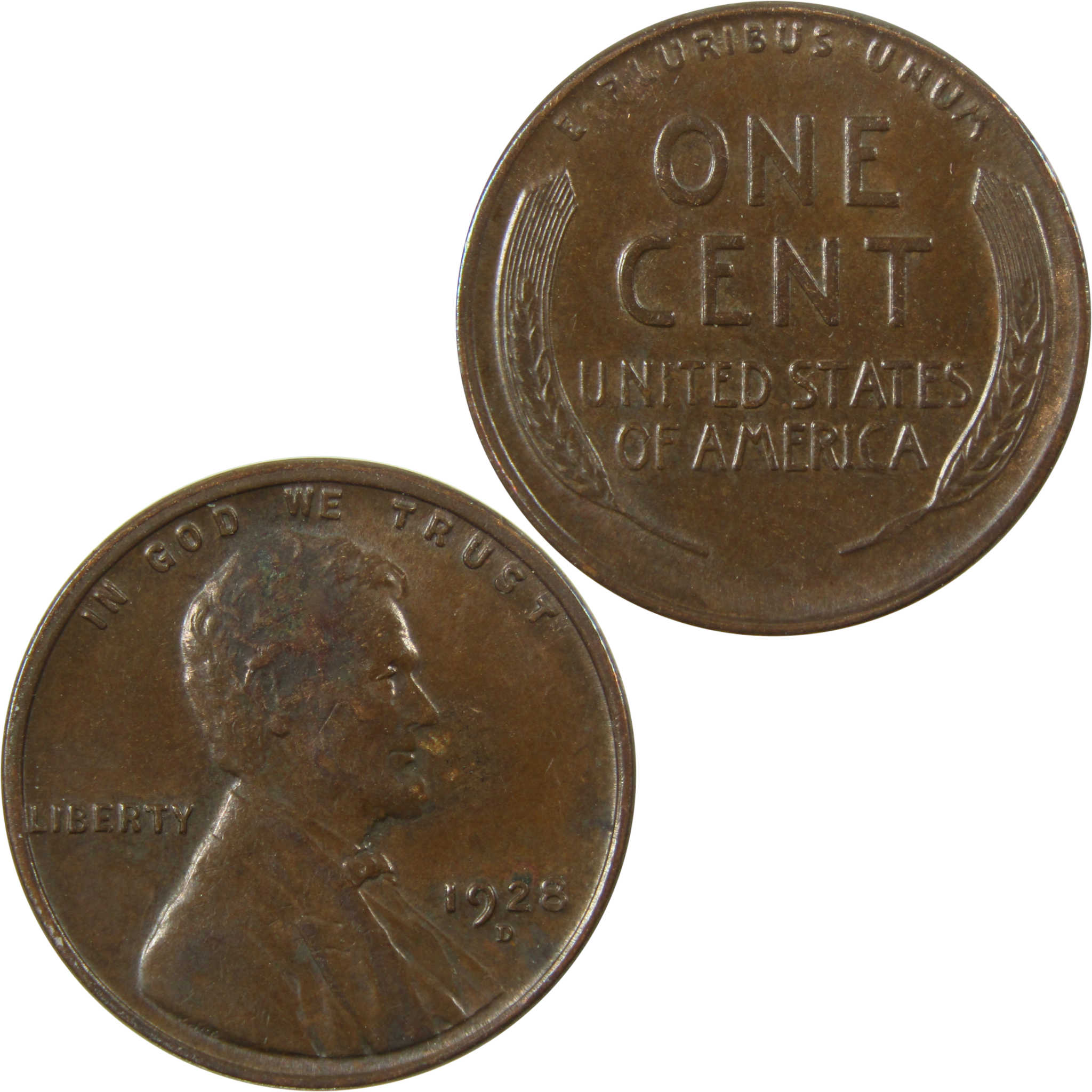 1928 D Lincoln Wheat Cent AU About Uncirculated Penny SKU:I26815
