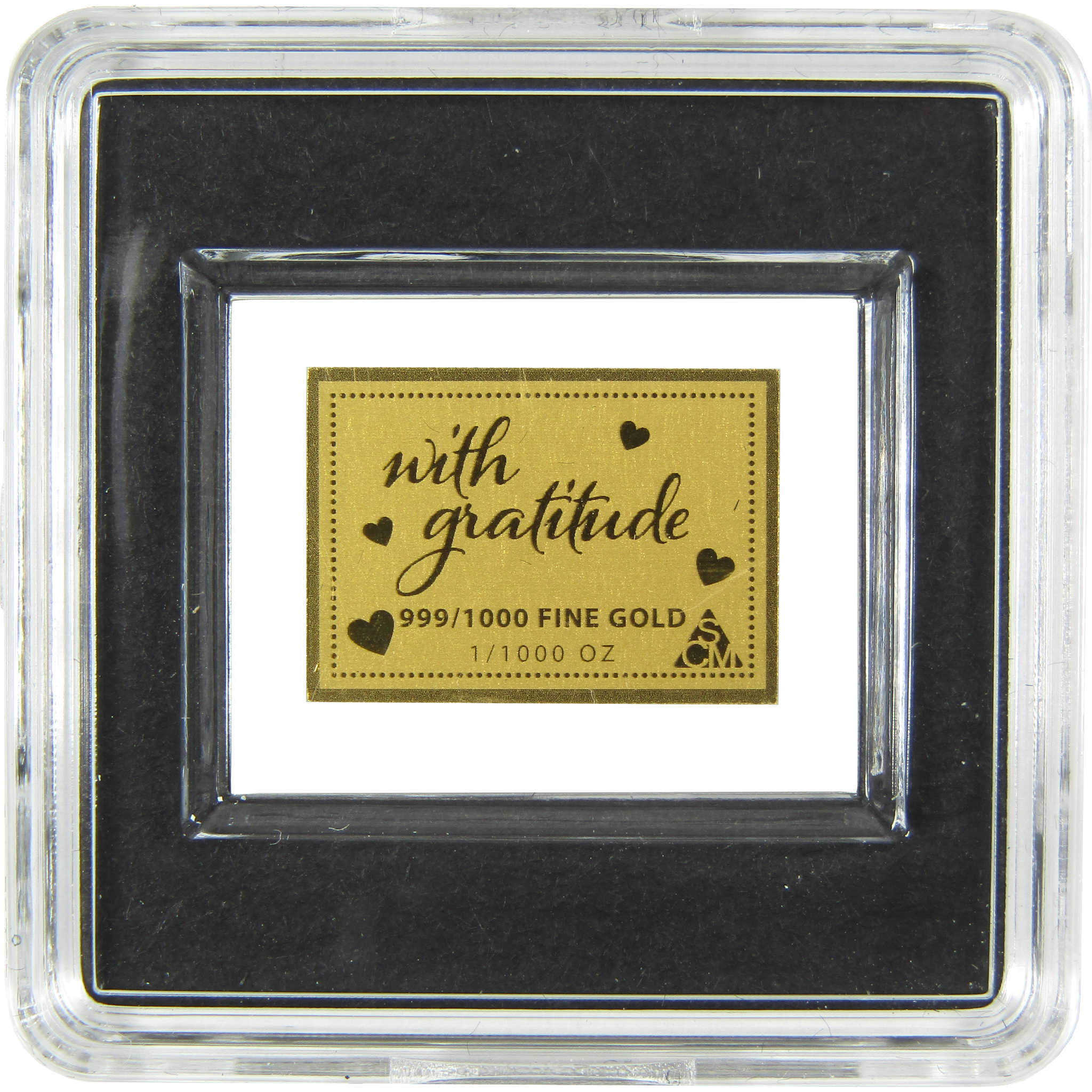 For You Thank You With Gratitude 1/1000 oz .999 Gold Bar COA