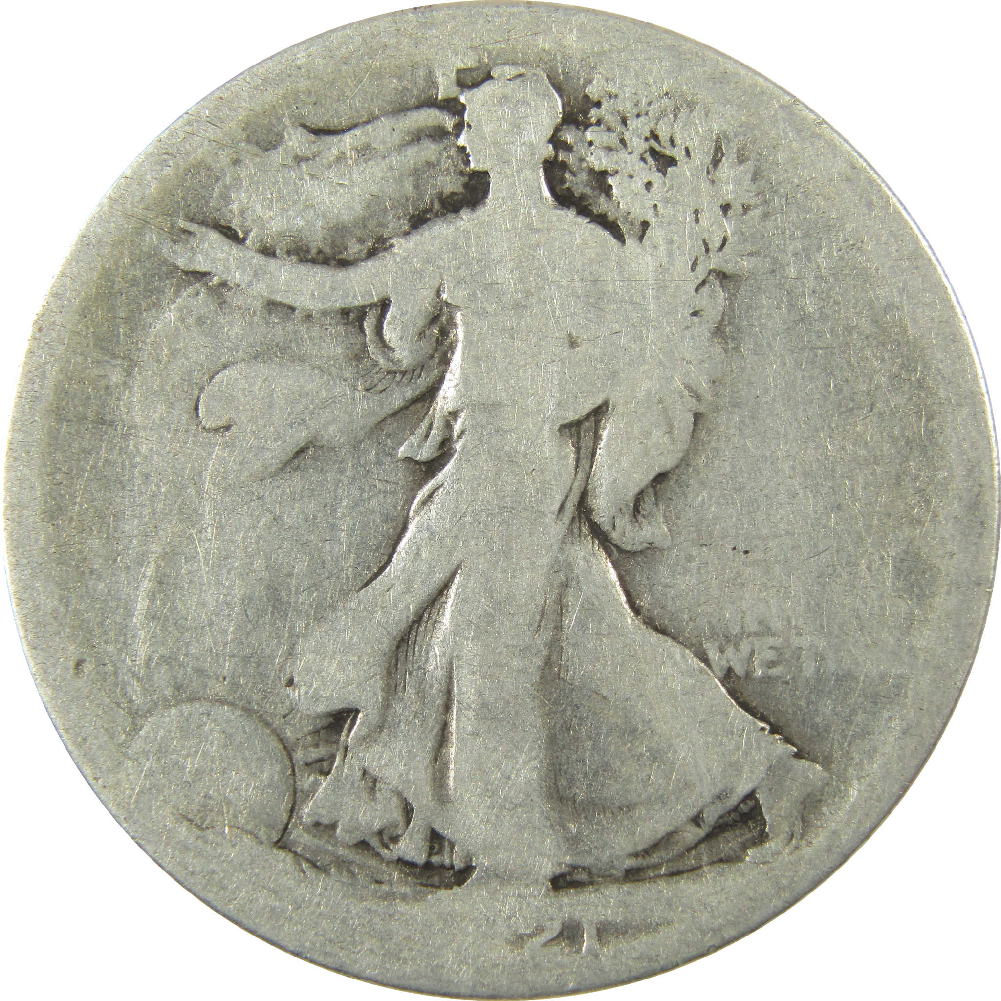 1921 S Liberty Walking Silver 50c AG About Good Details SKU:CP1433