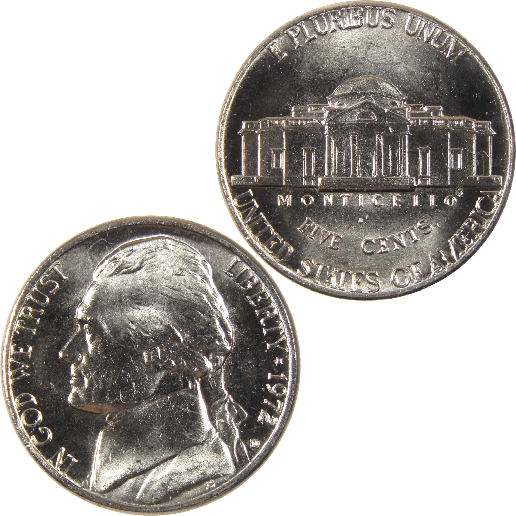 1972 D Jefferson Nickel Uncirculated 5c Coin