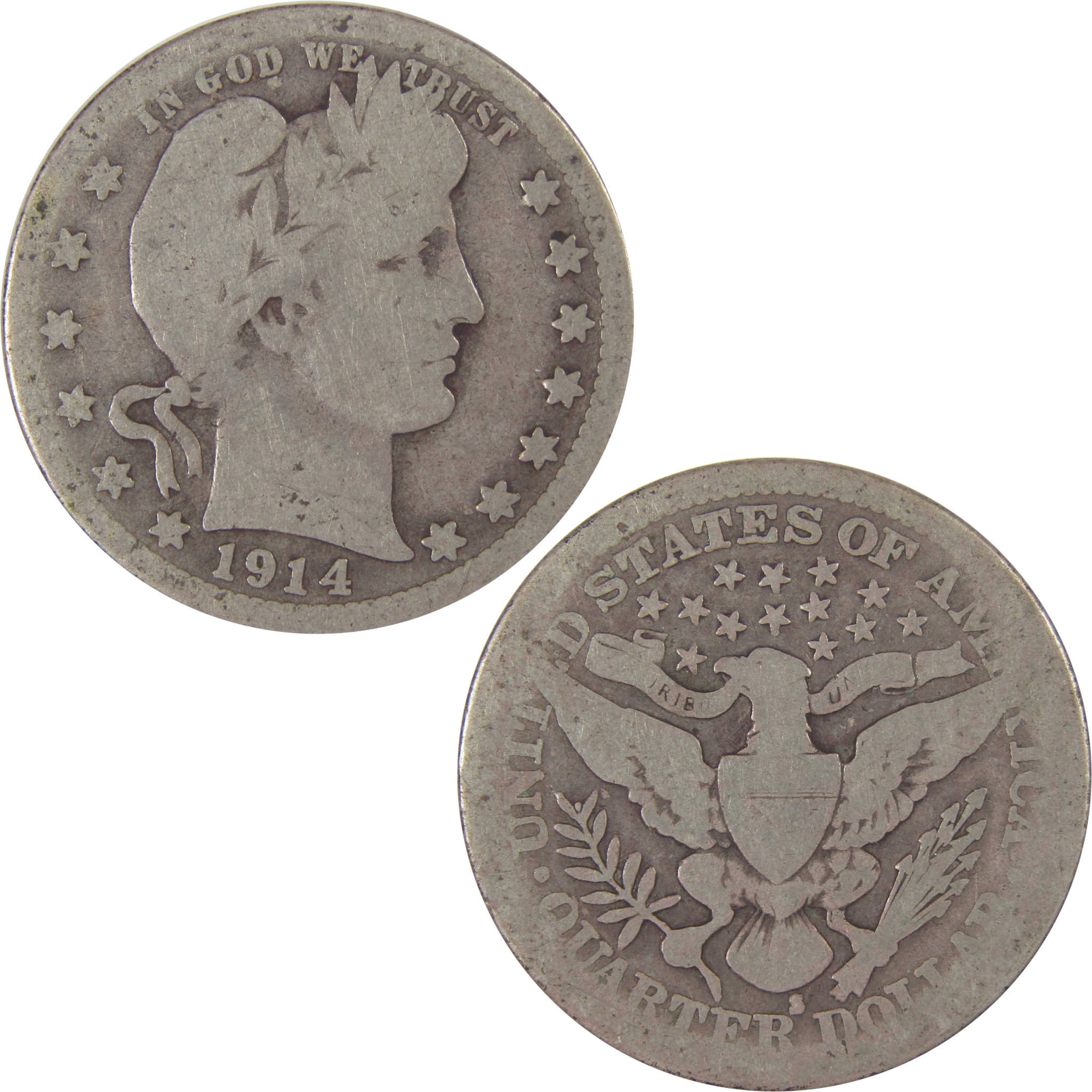 1914 S Barber Quarter AG About Good Silver 25c Coin SKU:I17628