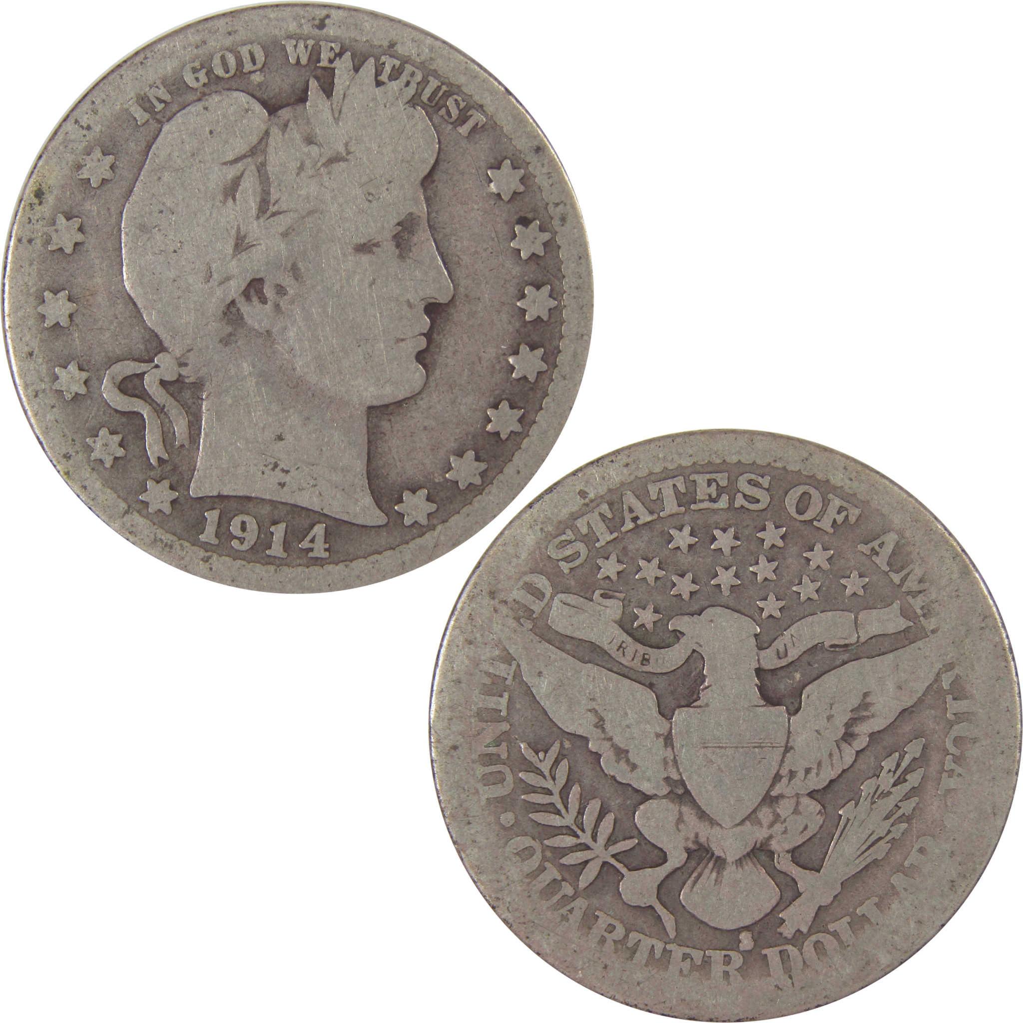 1914 S Barber Quarter AG About Good Silver 25c Coin SKU:I17628