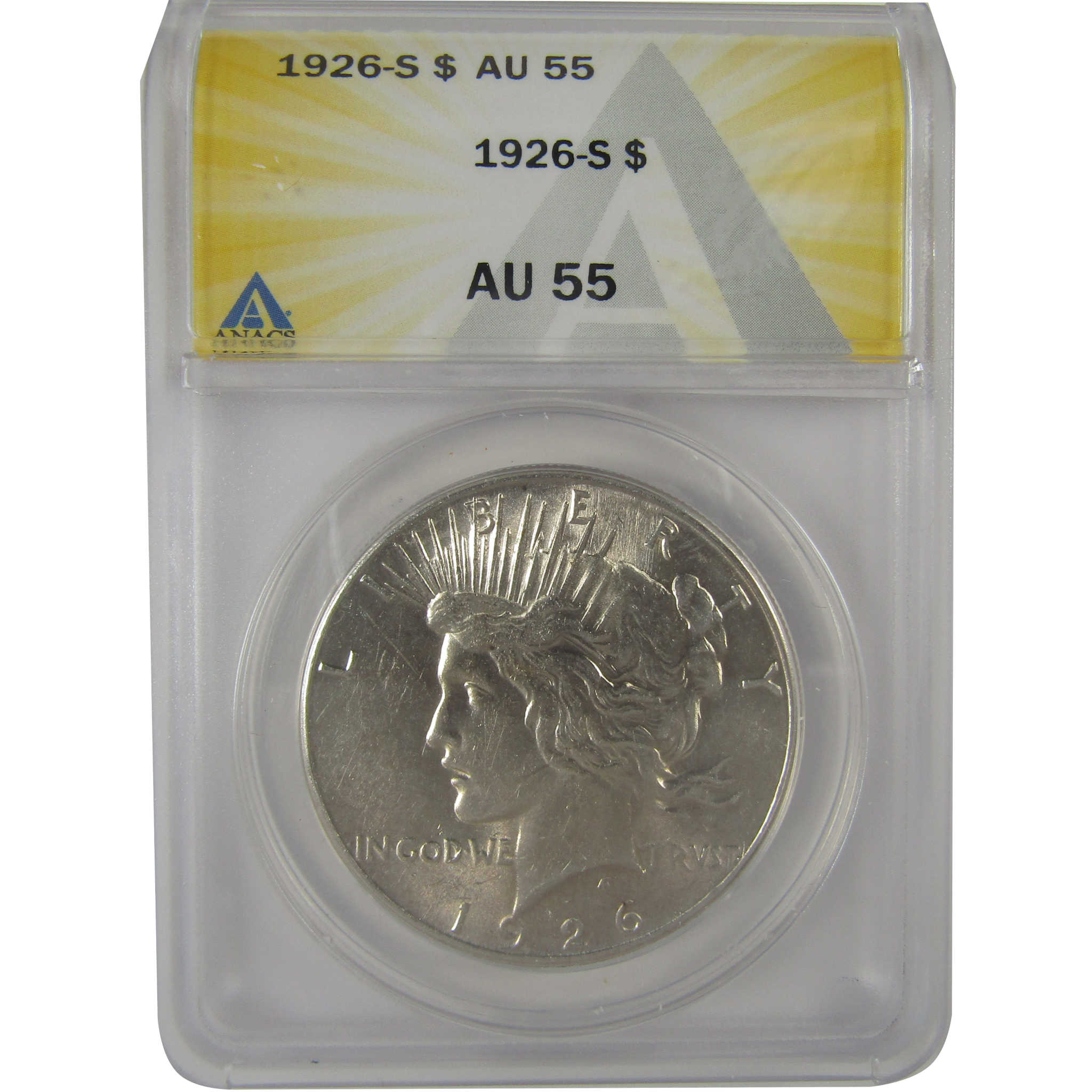 1926 S Peace Dollar AU 55 ANACS Silver $1 Coin SKU:I23061