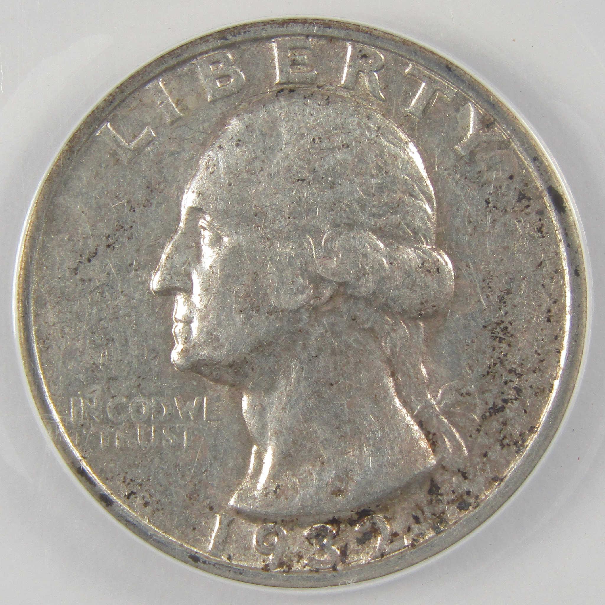 1932 S Washington Silver Quarter AU 50 Details ANACS 25c Coin