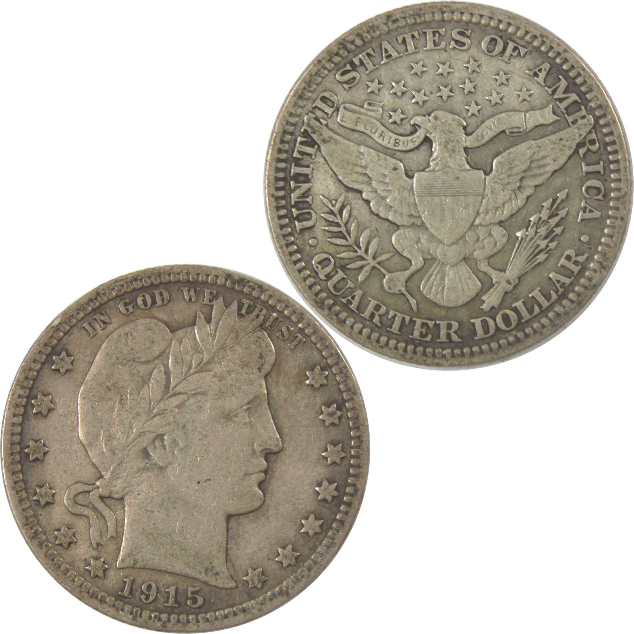 1915 Barber Silver Quarter VF Very Fine 25c Coin SKU:I24314