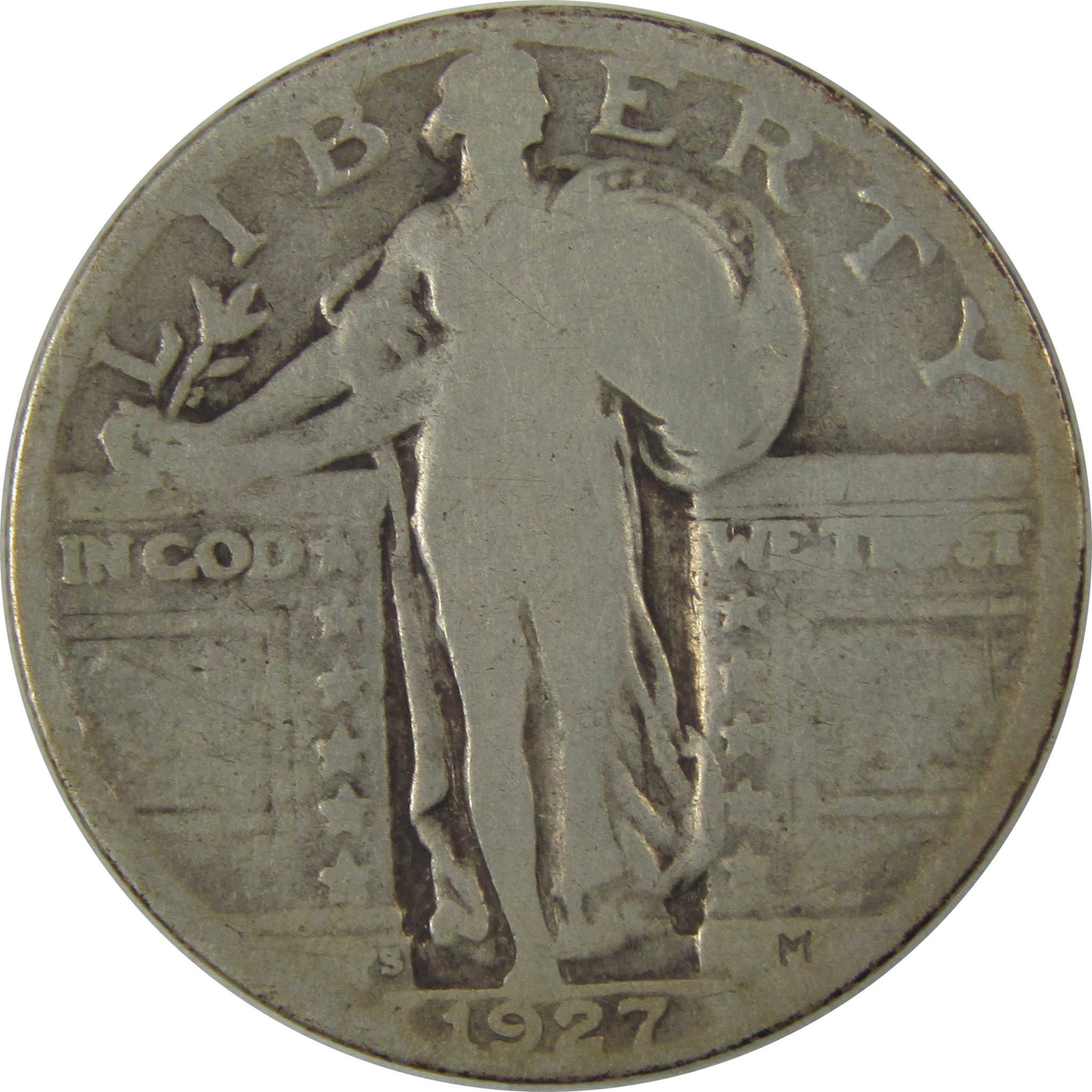 1927 S Standing Liberty Quarter G Good Silver 25c Coin SKU:I20249