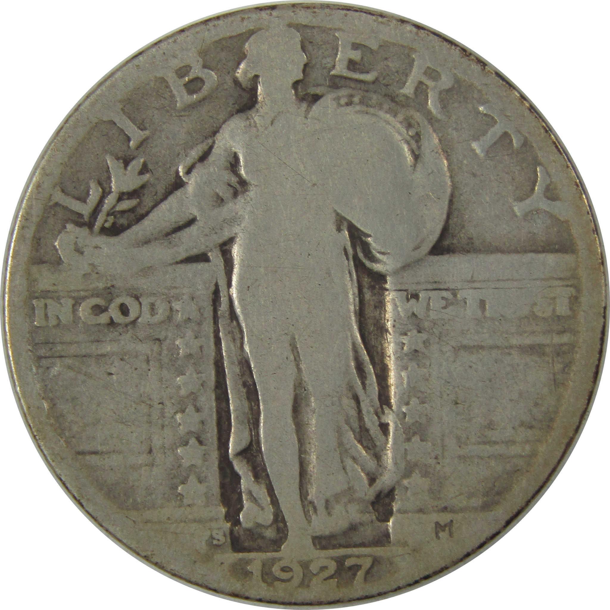 1927 S Standing Liberty Quarter G Good Silver 25c Coin SKU:I20249