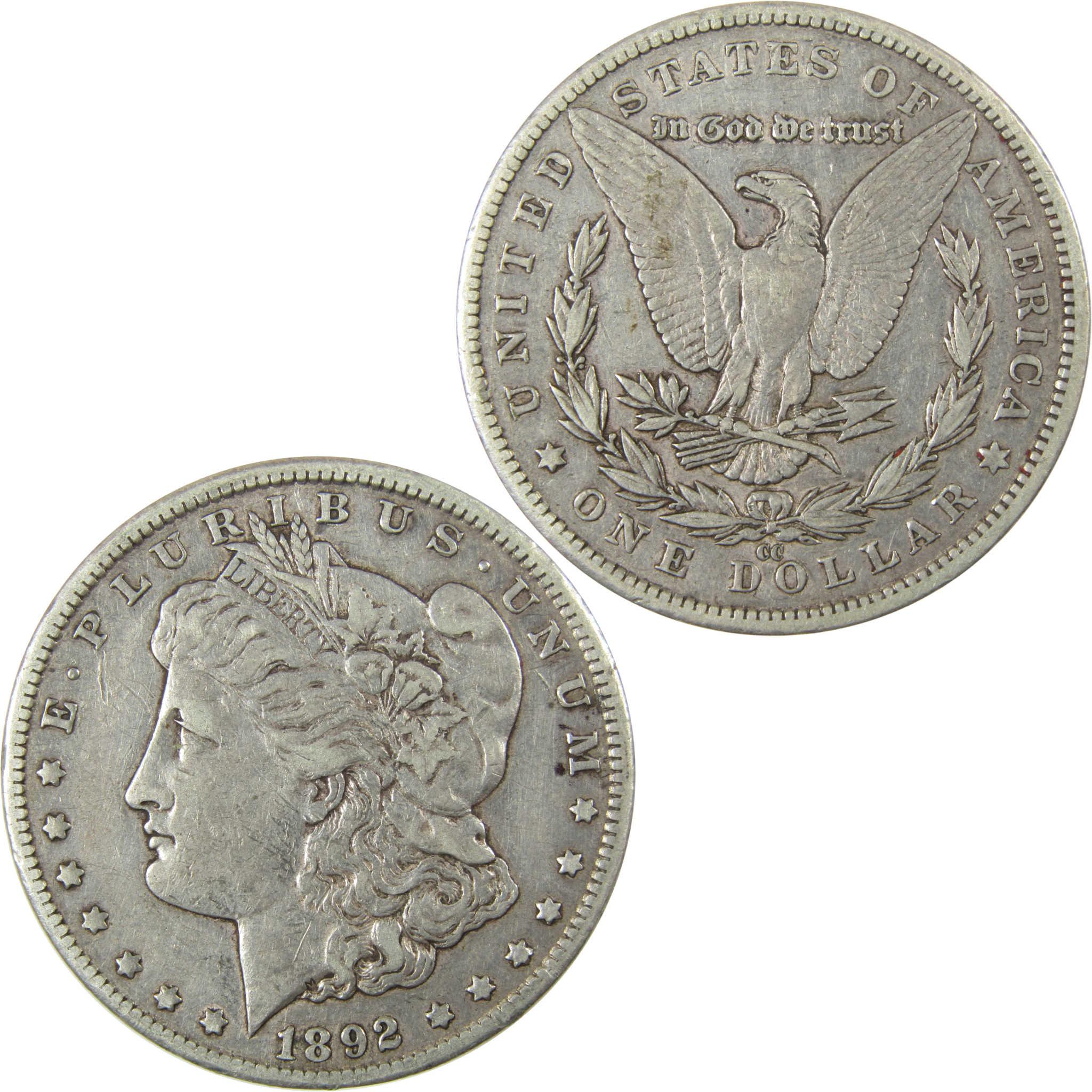 1892 CC Morgan Silver Dollar VF Very Fine Details $1 Coin SKU:CP1382 - Morgan coin - Morgan silver dollar - Morgan silver dollar for sale - Profile Coins & Collectibles