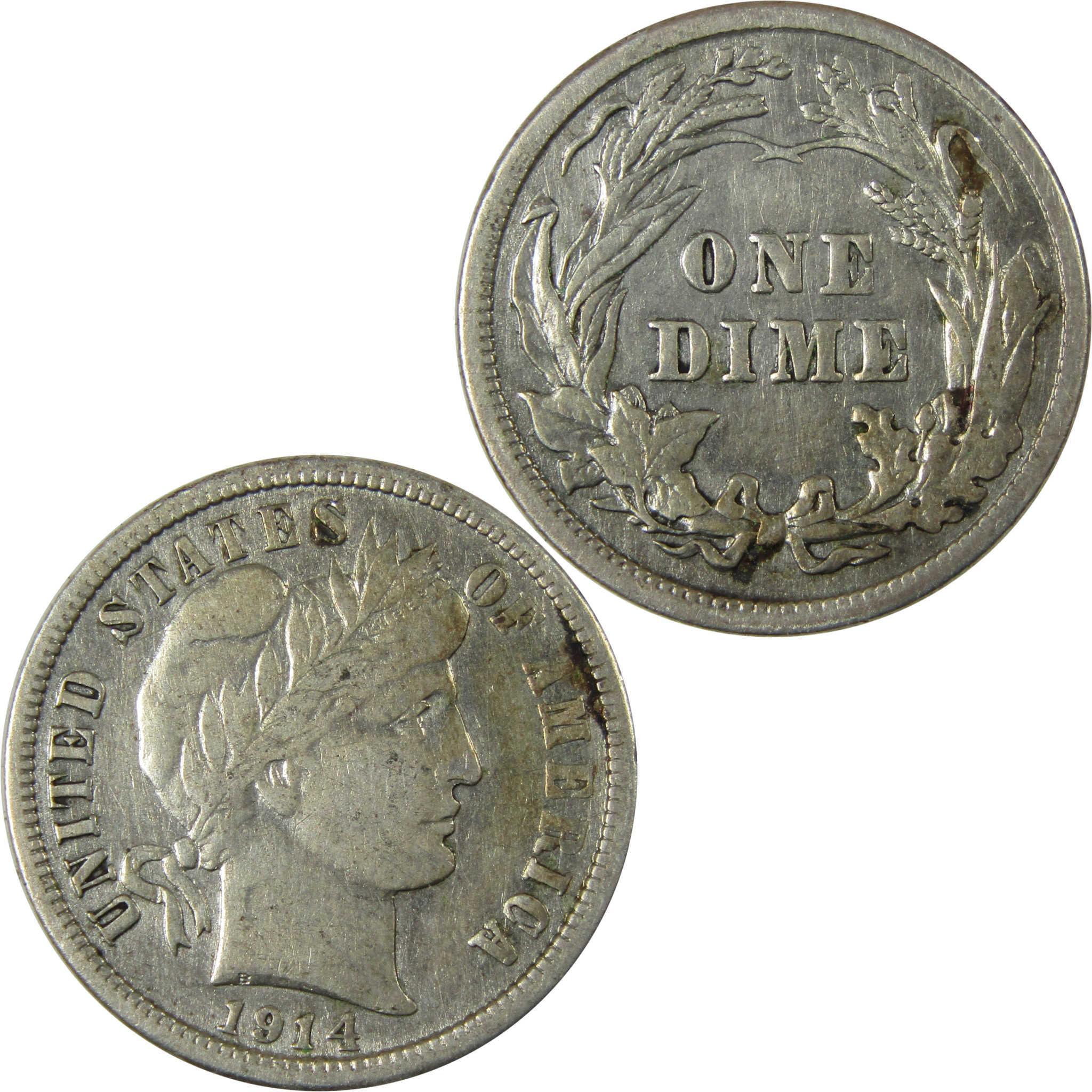 1914 Barber Silver Dime XF EF Extremely Fine Details SKU:CP996