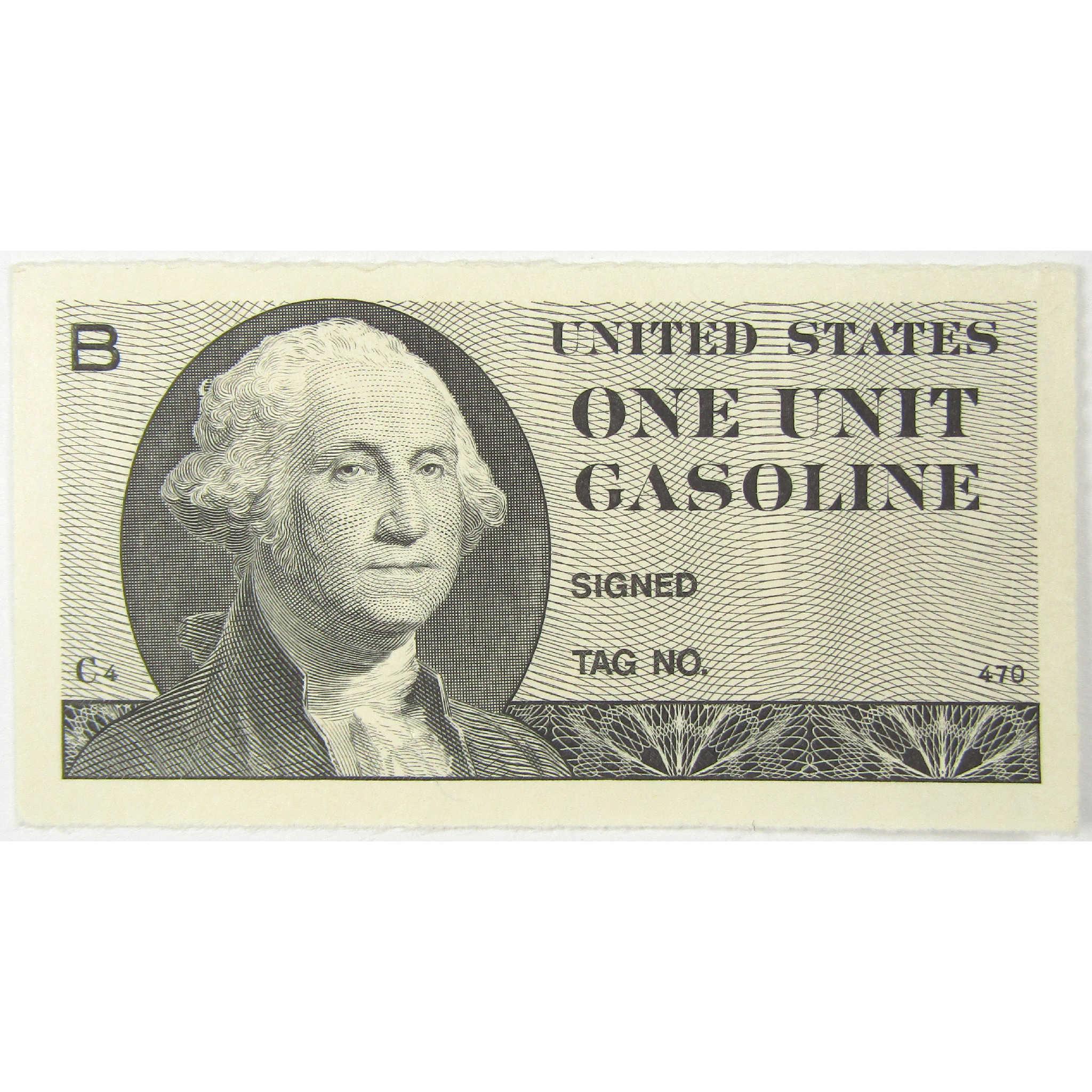 1974 United States One Unit Gasoline Ration Coupon Oil Crisis