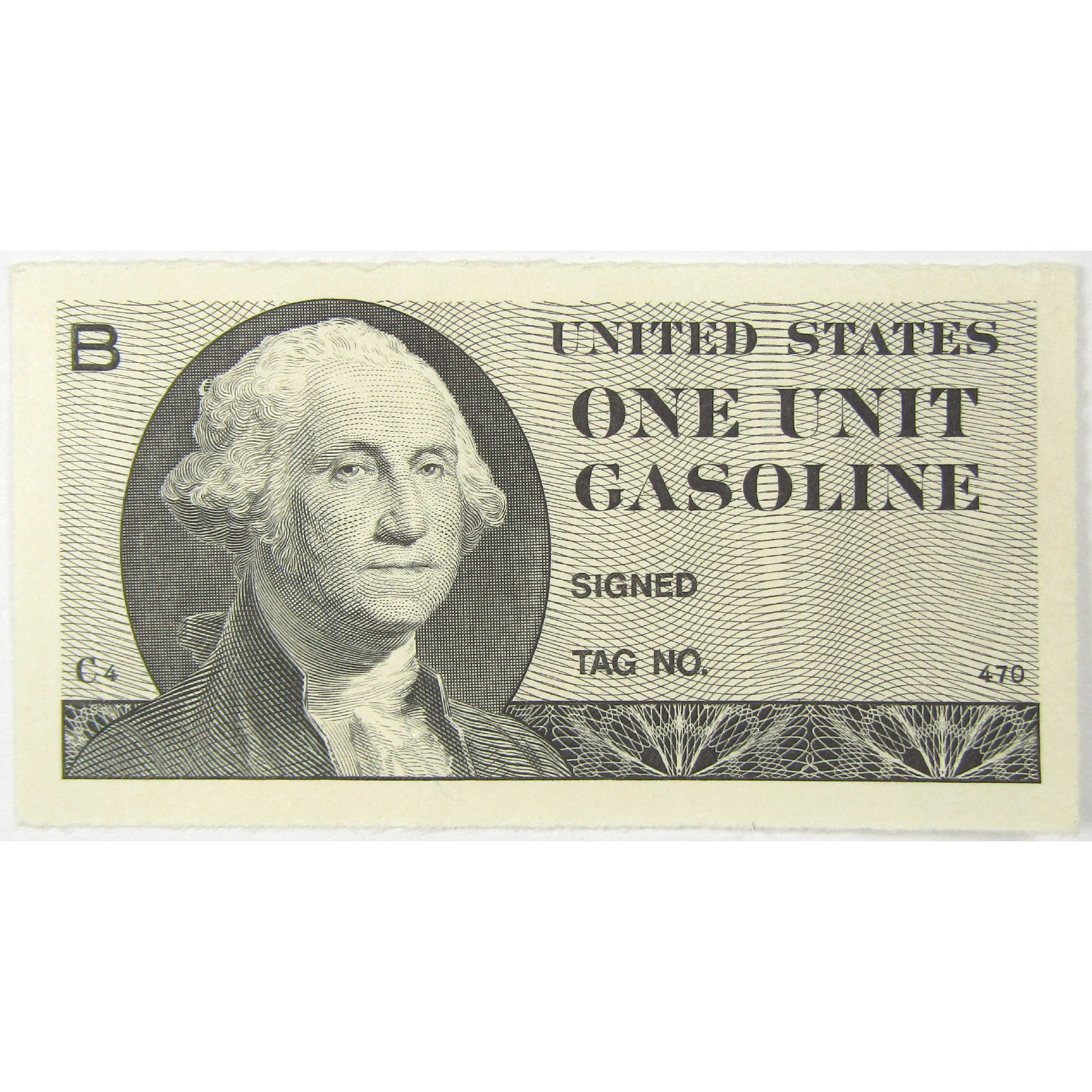 1974 United States One Unit Gasoline Ration Coupon Oil Crisis