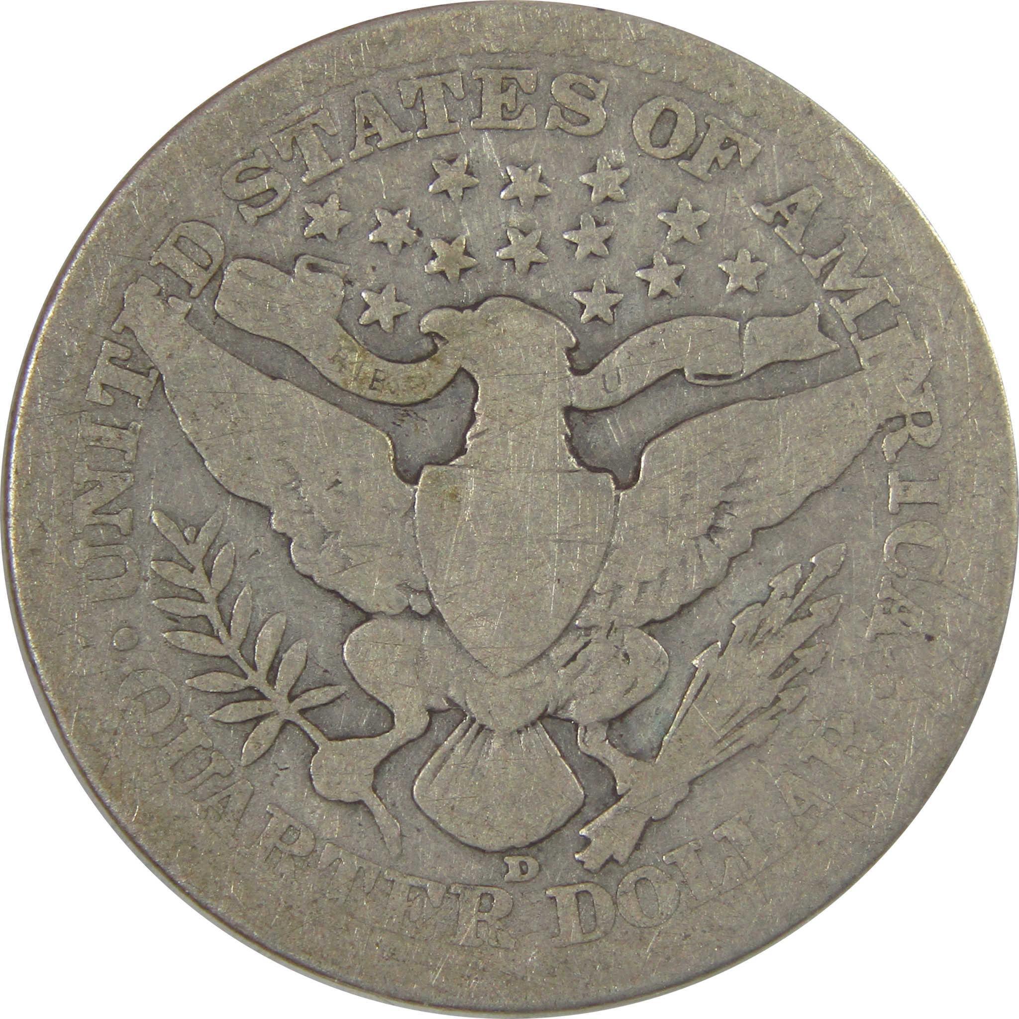 1916 D Barber Silver Quarter G Good 25c Coin SKU:I25155