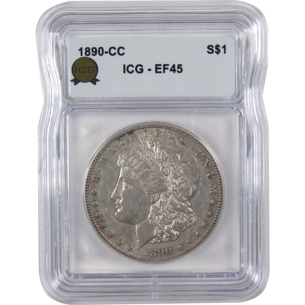 1890 CC Morgan Silver Dollar EF 45 ICG $1 Coin Collectible SKU:I29124