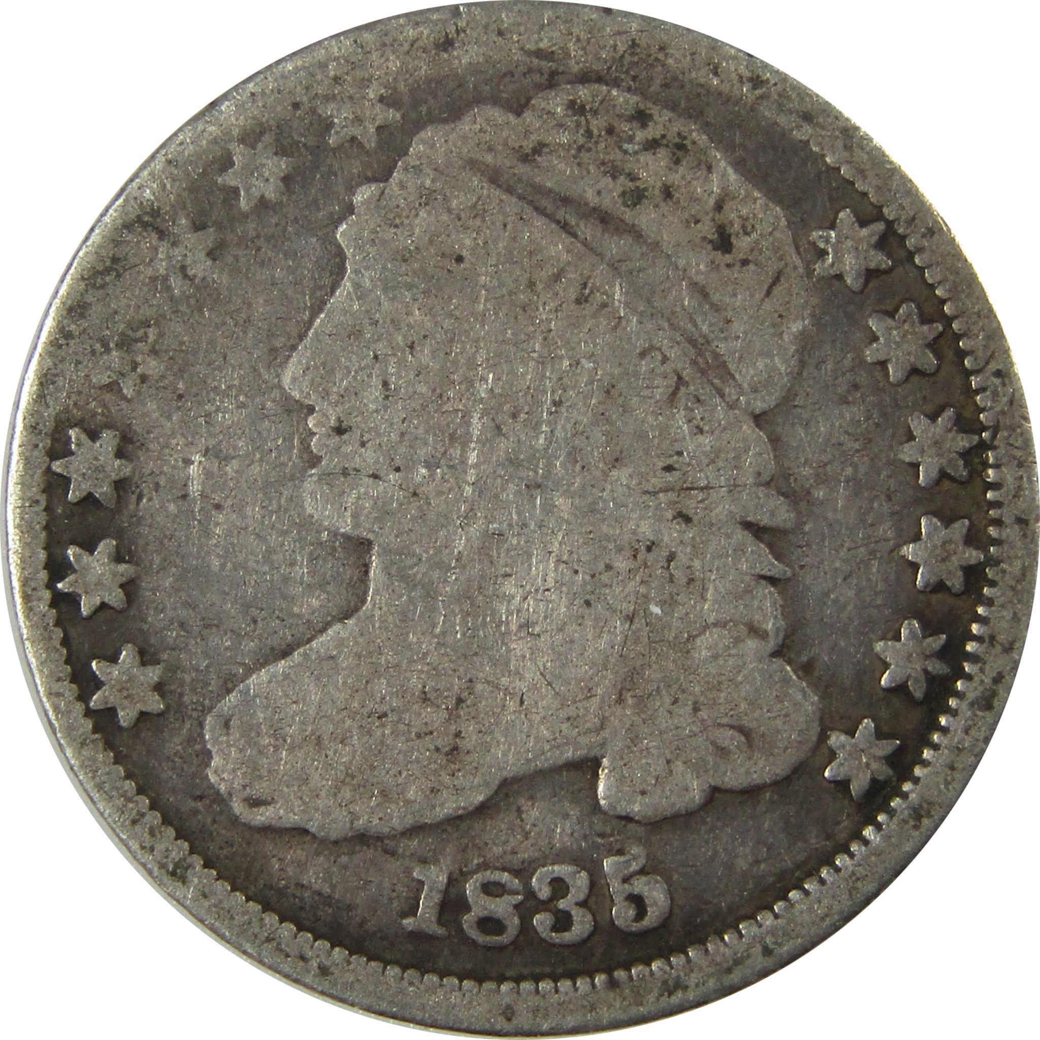 1835 Capped Bust Silver Dime G Good 10c Coin Collectible SKU:I25390