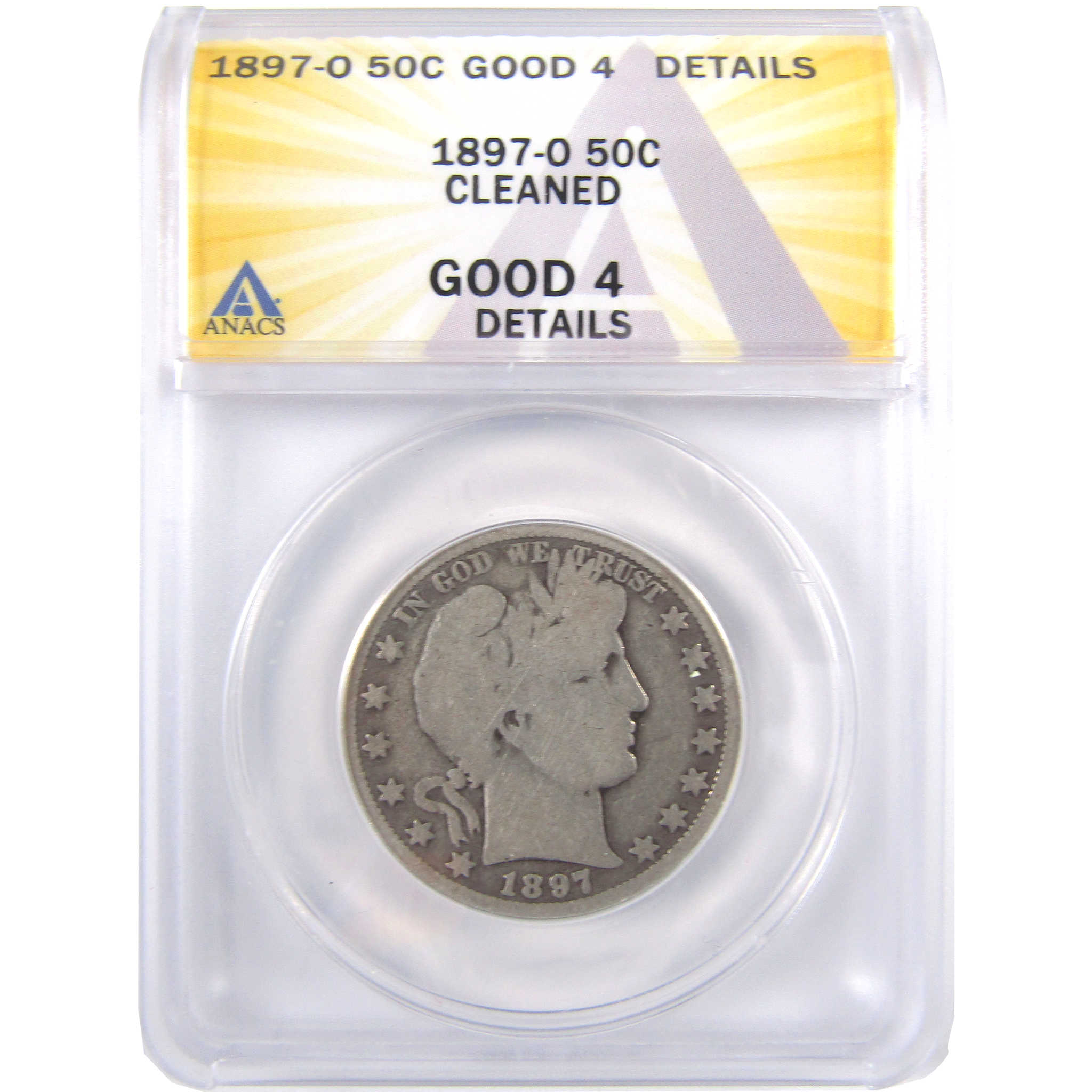 1897 O Barber Half Dollar G 4 Details ANACS Silver 50c Coin SKU:I18480
