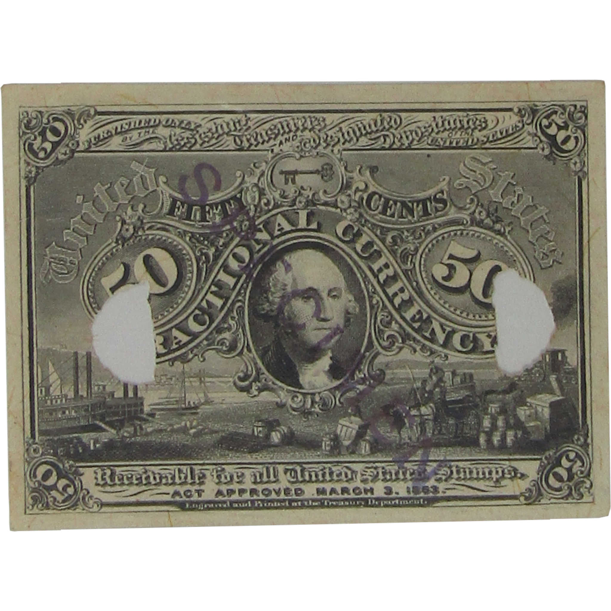50c Fractional Note Second Issue Experimental Face Gem Unc 65 PPQ PCGS