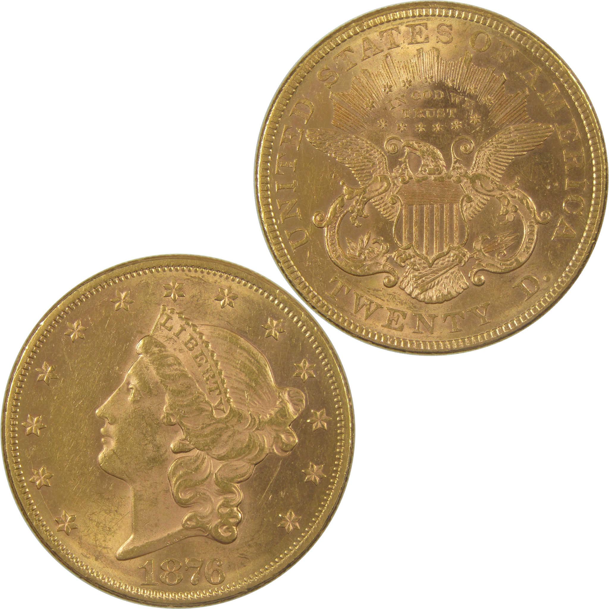 1876 Liberty Head Gold Double Eagle Borderline Uncirculated $20 Coin