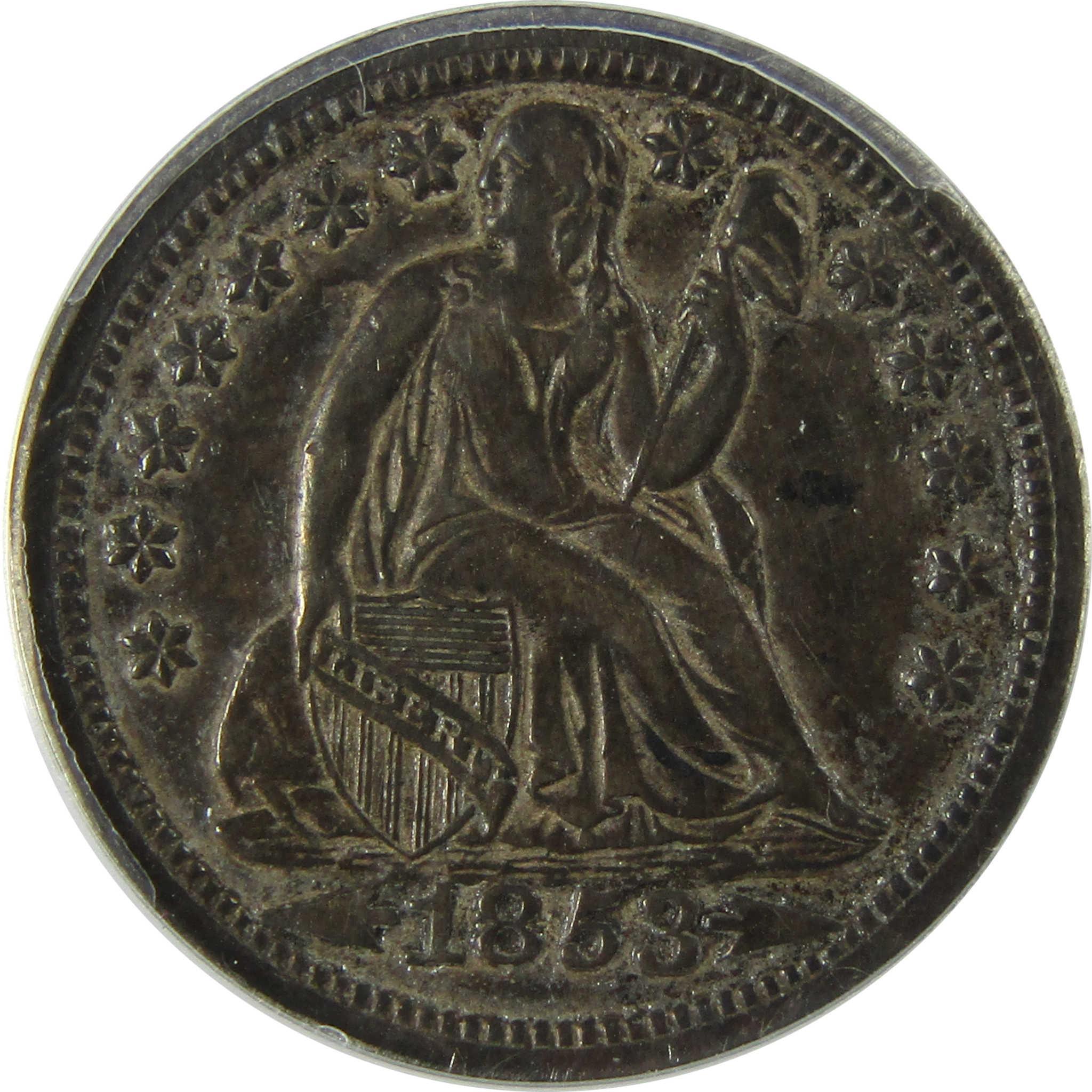 1853 Arrows Seated Liberty Silver Dime EF 45 Details ANACS SKU:CP562