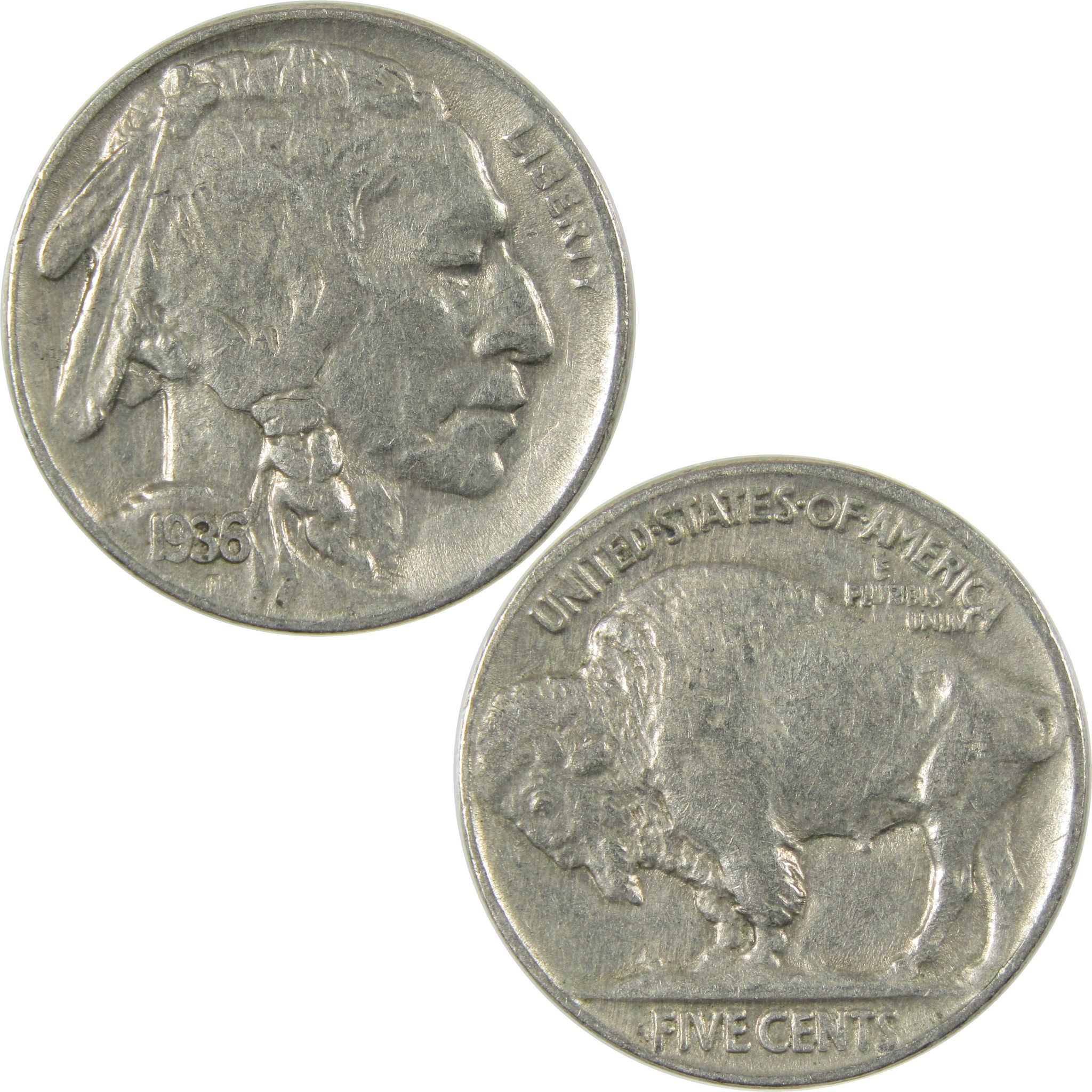 1936 Indian Head Buffalo Nickel XF EF Extremely Fine 5c Coin