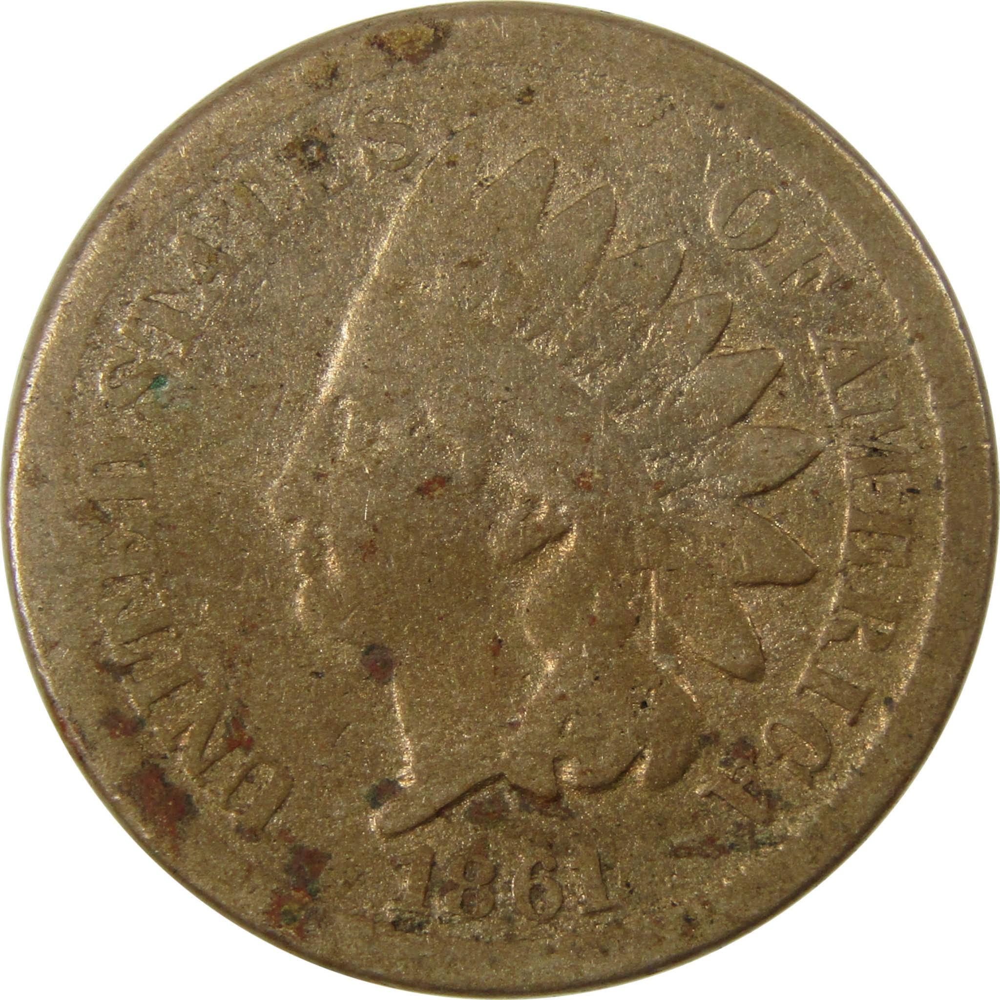 1861 Indian Head Cent G Good Details Penny 1c Coin SKU:CP1202