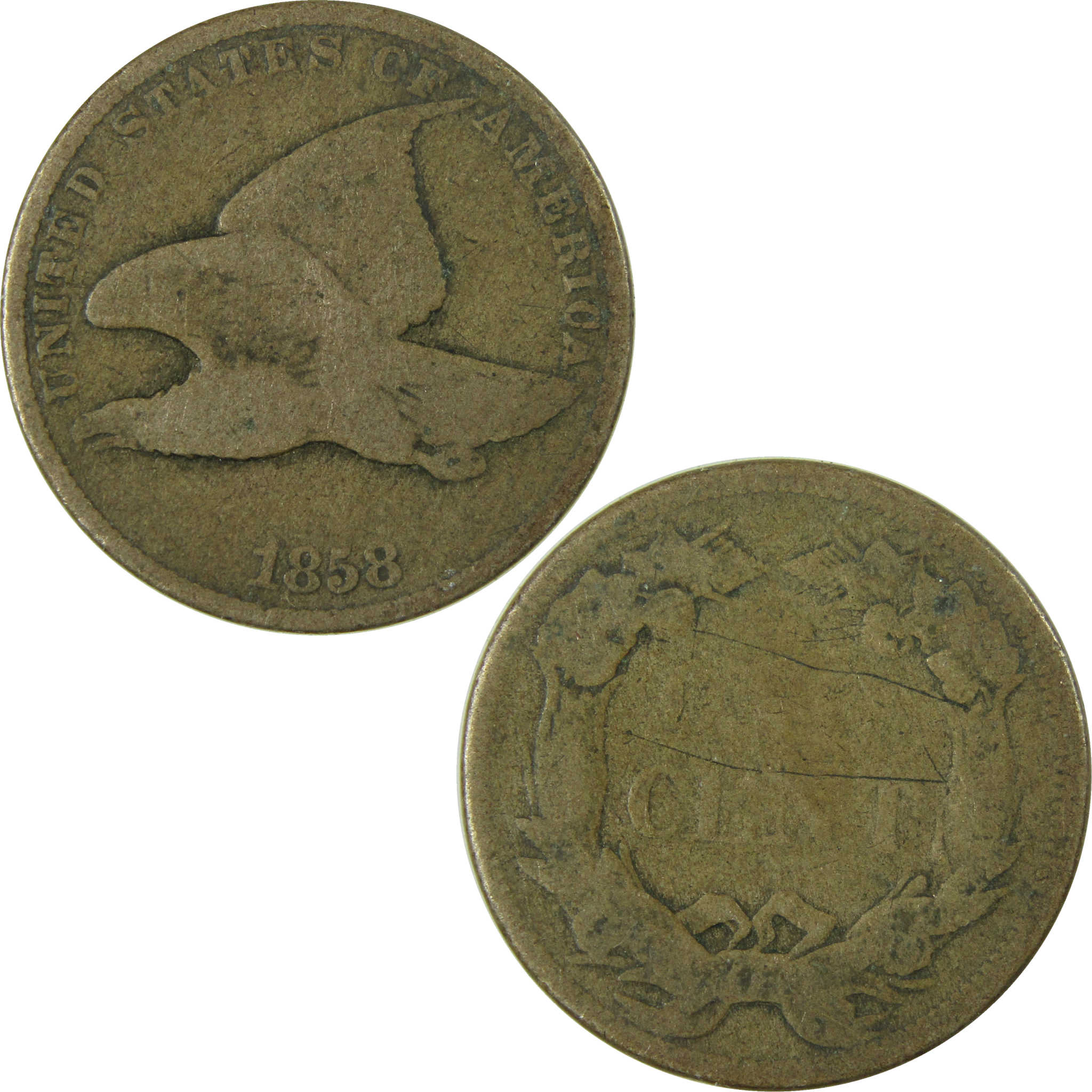 1858 Small Letters Flying Eagle Cent G Good Details SKU:I26968