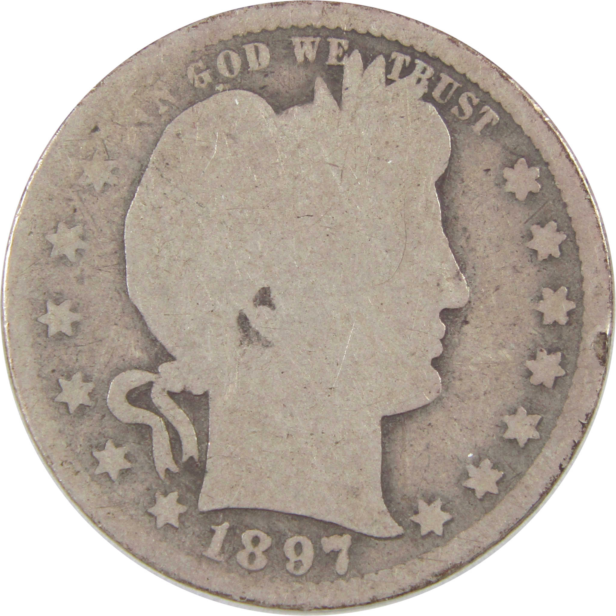 1897 S Barber Quarter AG About Good Silver 25c Coin SKU:I18137