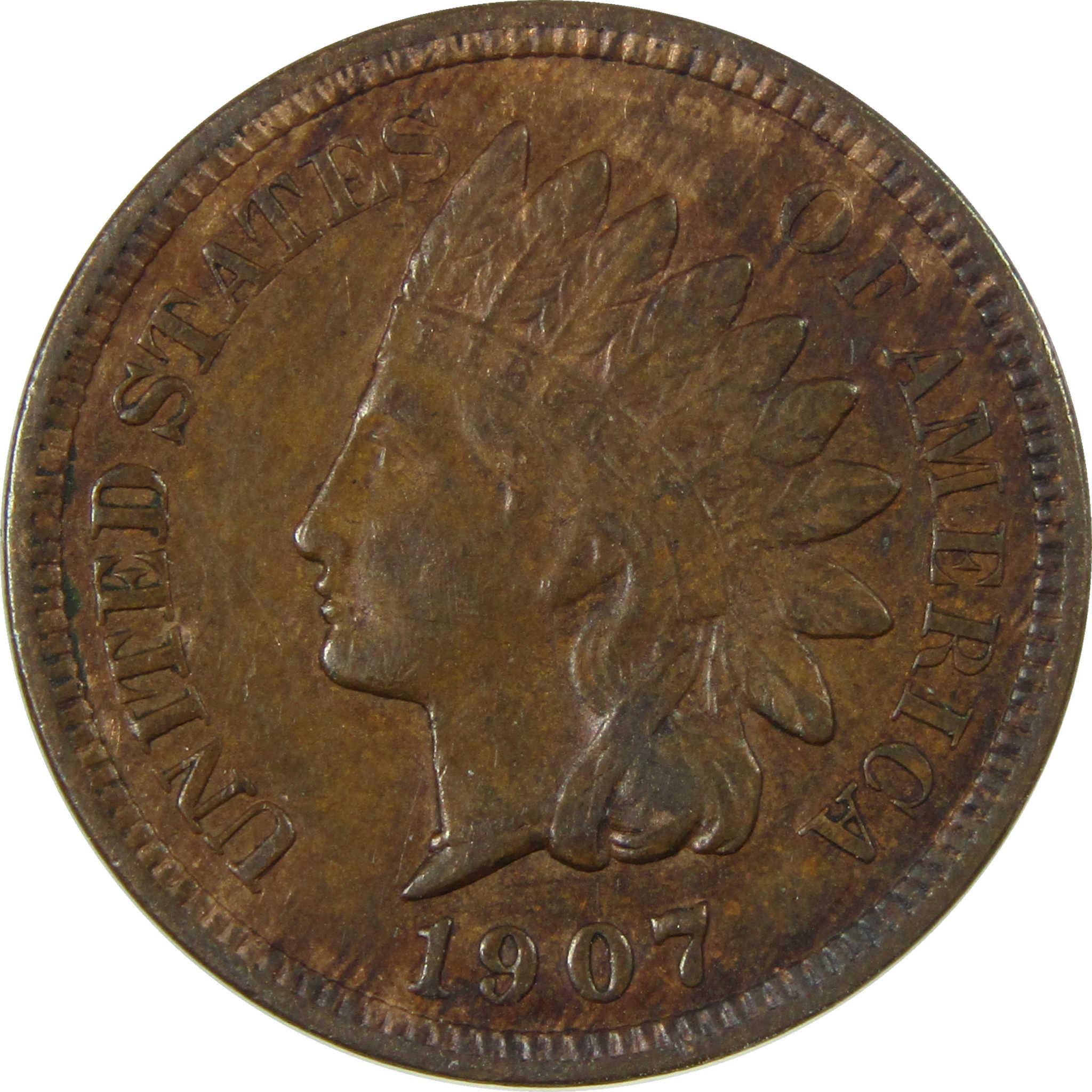 1907 Indian Head Cent AU About Uncirculated Penny 1c Coin SKU:I26949