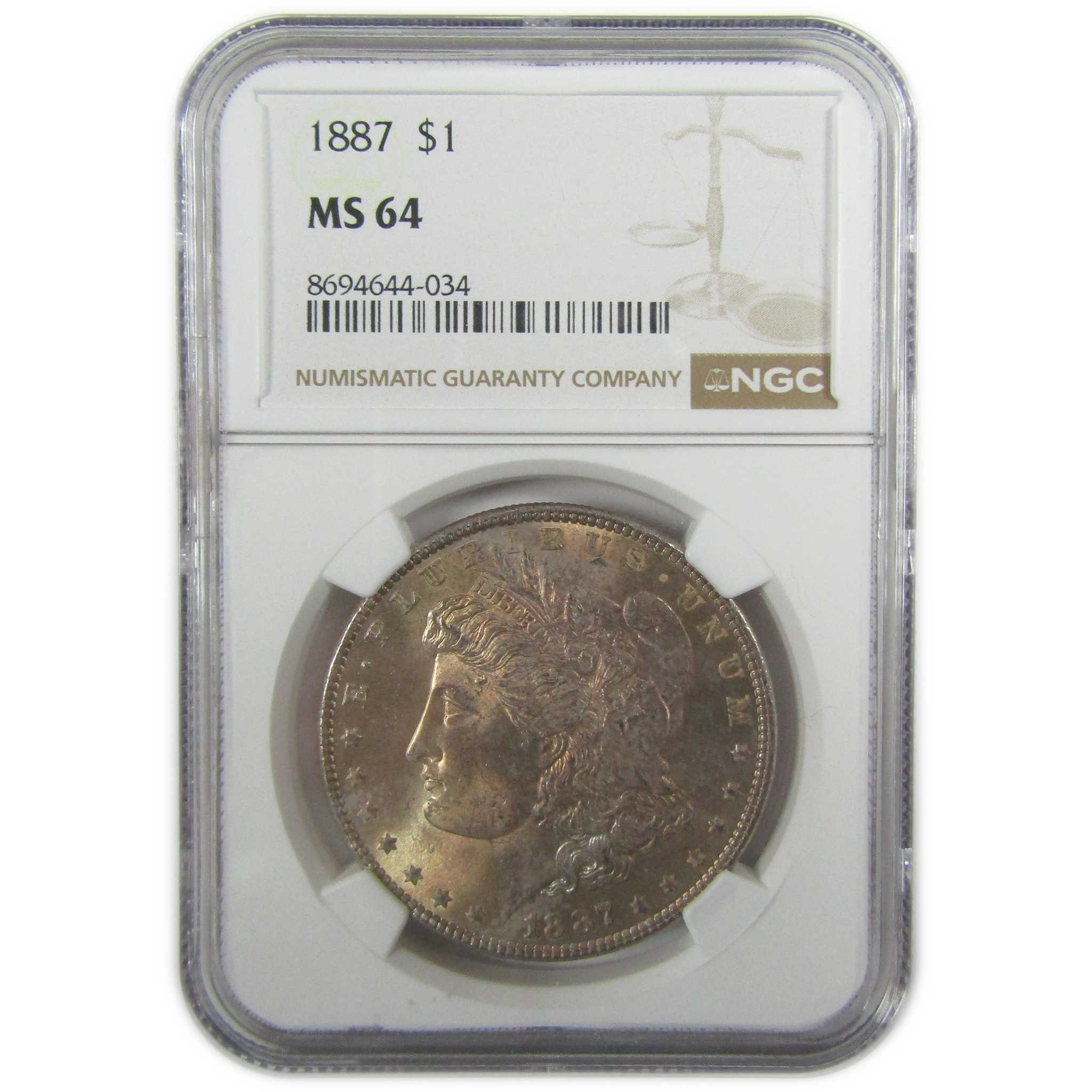 1887 Morgan Silver Dollar MS 64 NGC Toned Obverse SKU:I27542