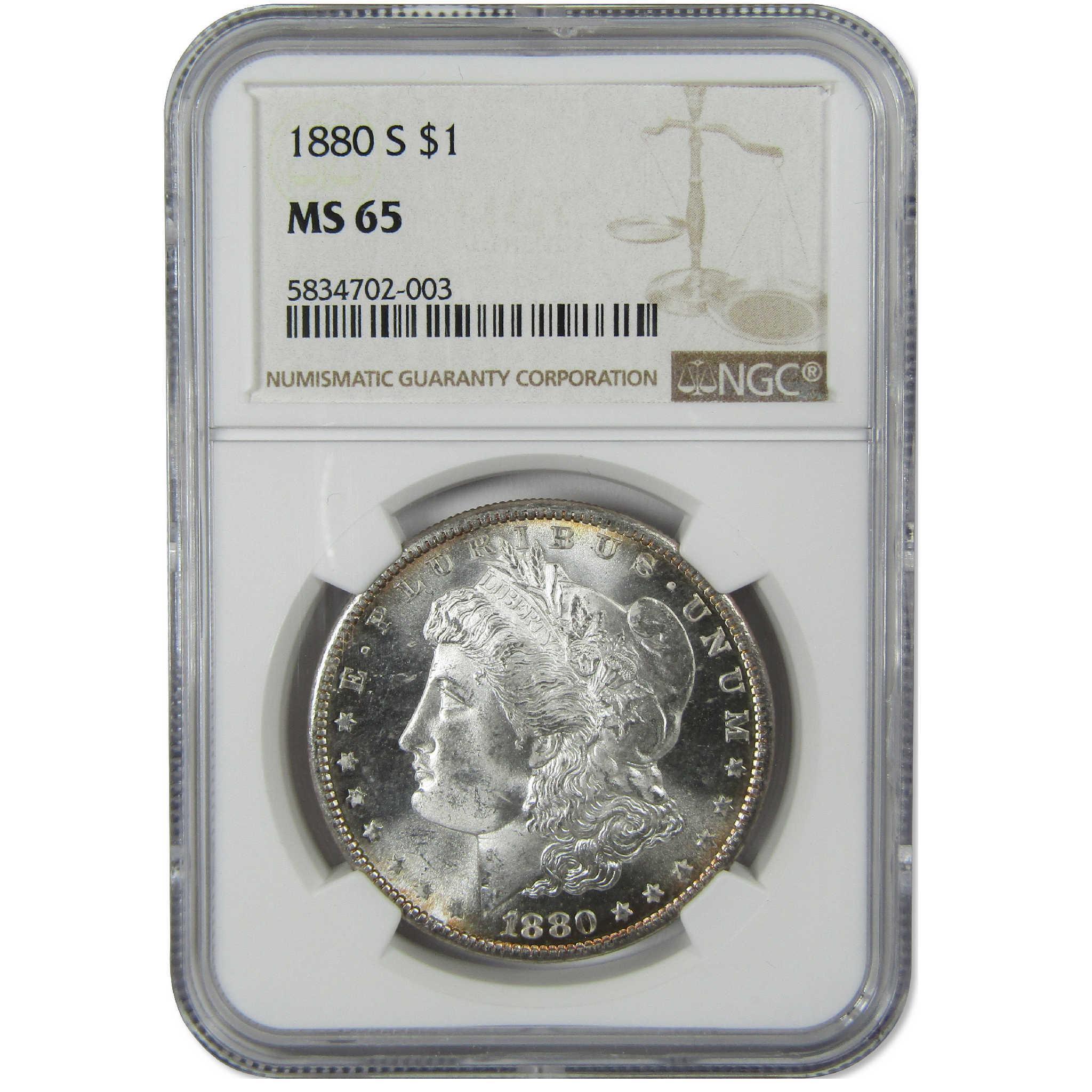 1880 S Morgan Silver Dollar MS 65 NGC Uncirculated $1 Coin Collectible - Morgan coin - Morgan silver dollar - Morgan silver dollar for sale - Profile Coins & Collectibles