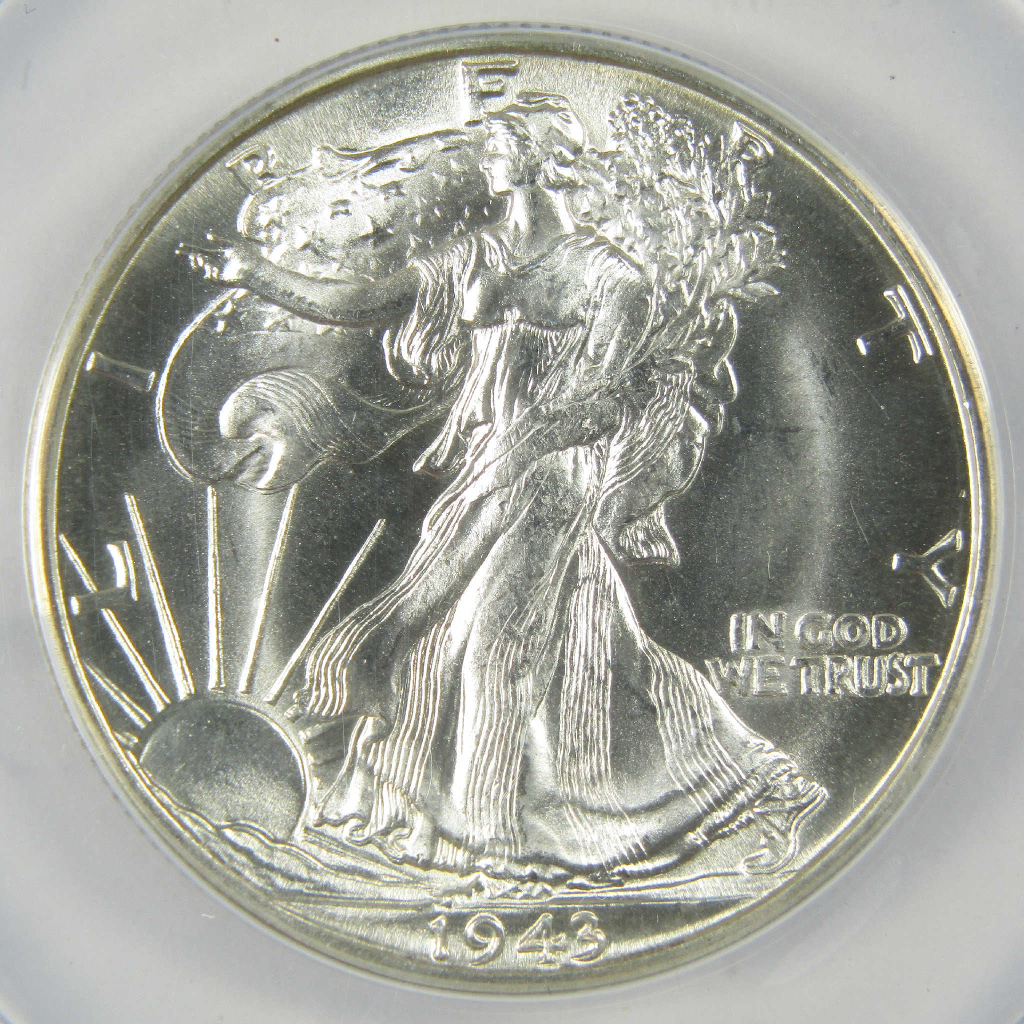 1943 D Liberty Walking Silver Half Dollar MS 64 ANACS Uncirculated