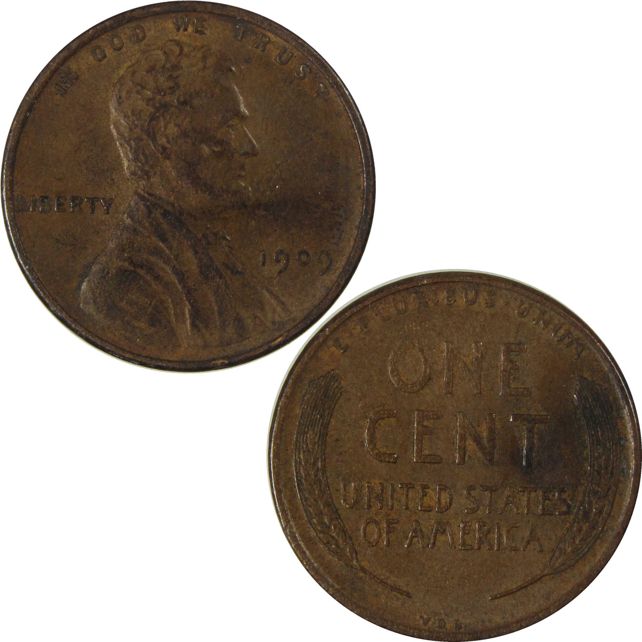1909 Lincoln Wheat Cent XF EF Extremely Fine Penny 1c Coin SKU:I26748