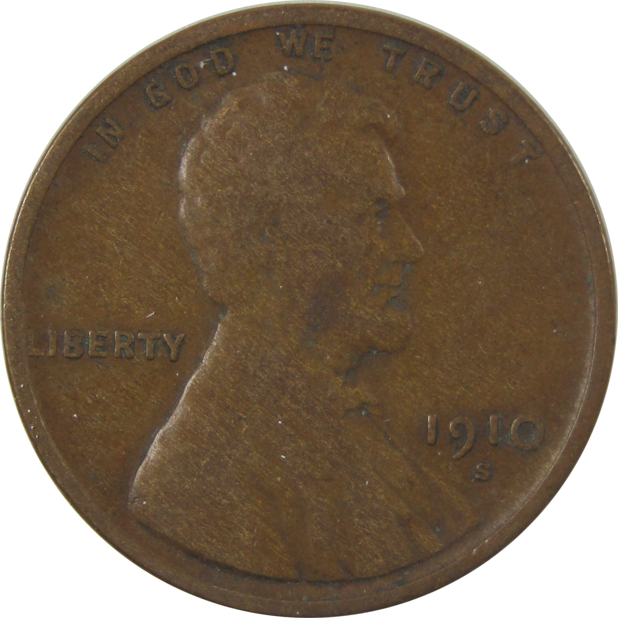 1910 S Lincoln Wheat Cent F Fine Penny 1c Coin SKU:I25254