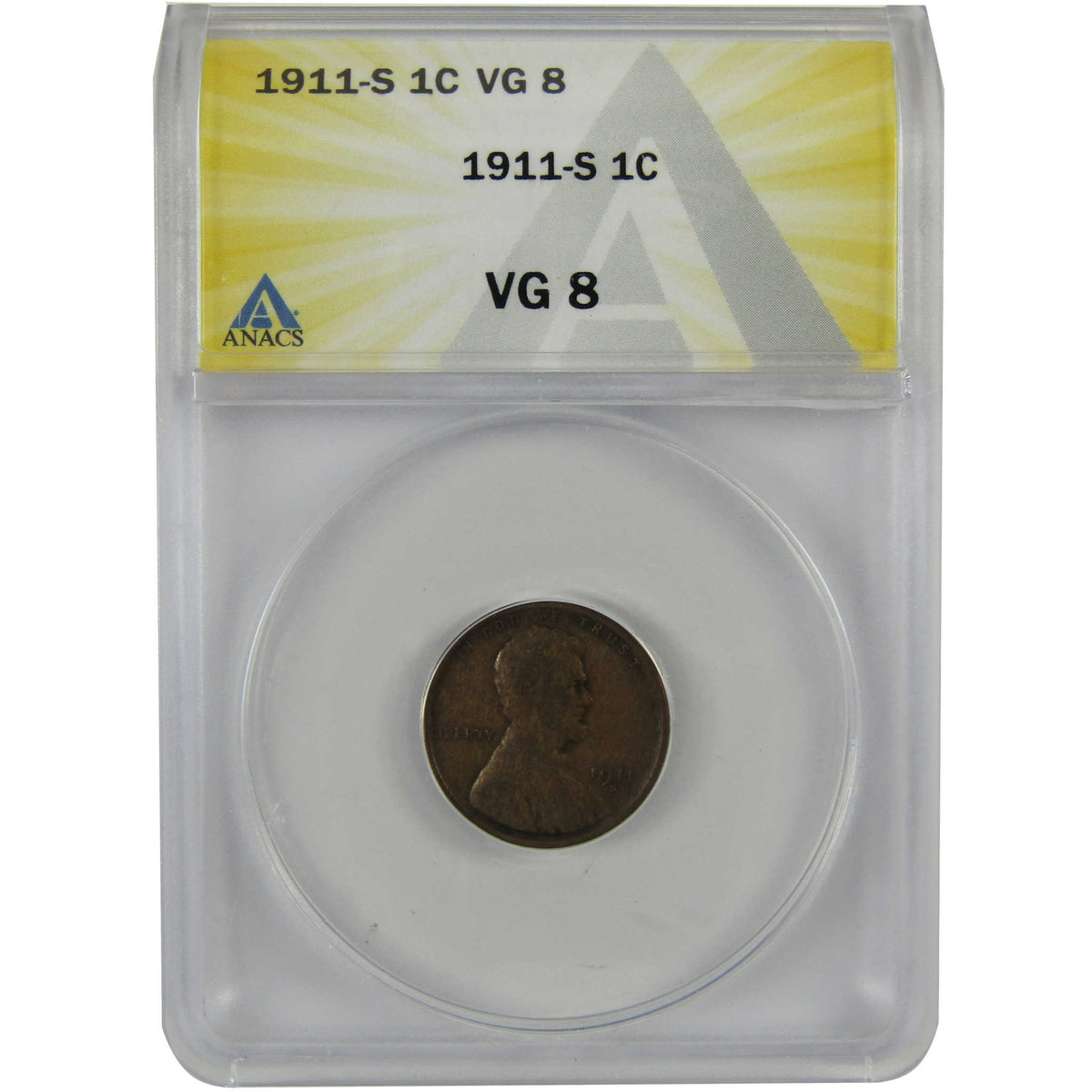 1911 S Lincoln Wheat Cent VG 8 ANACS Penny 1c Coin SKU:I28753