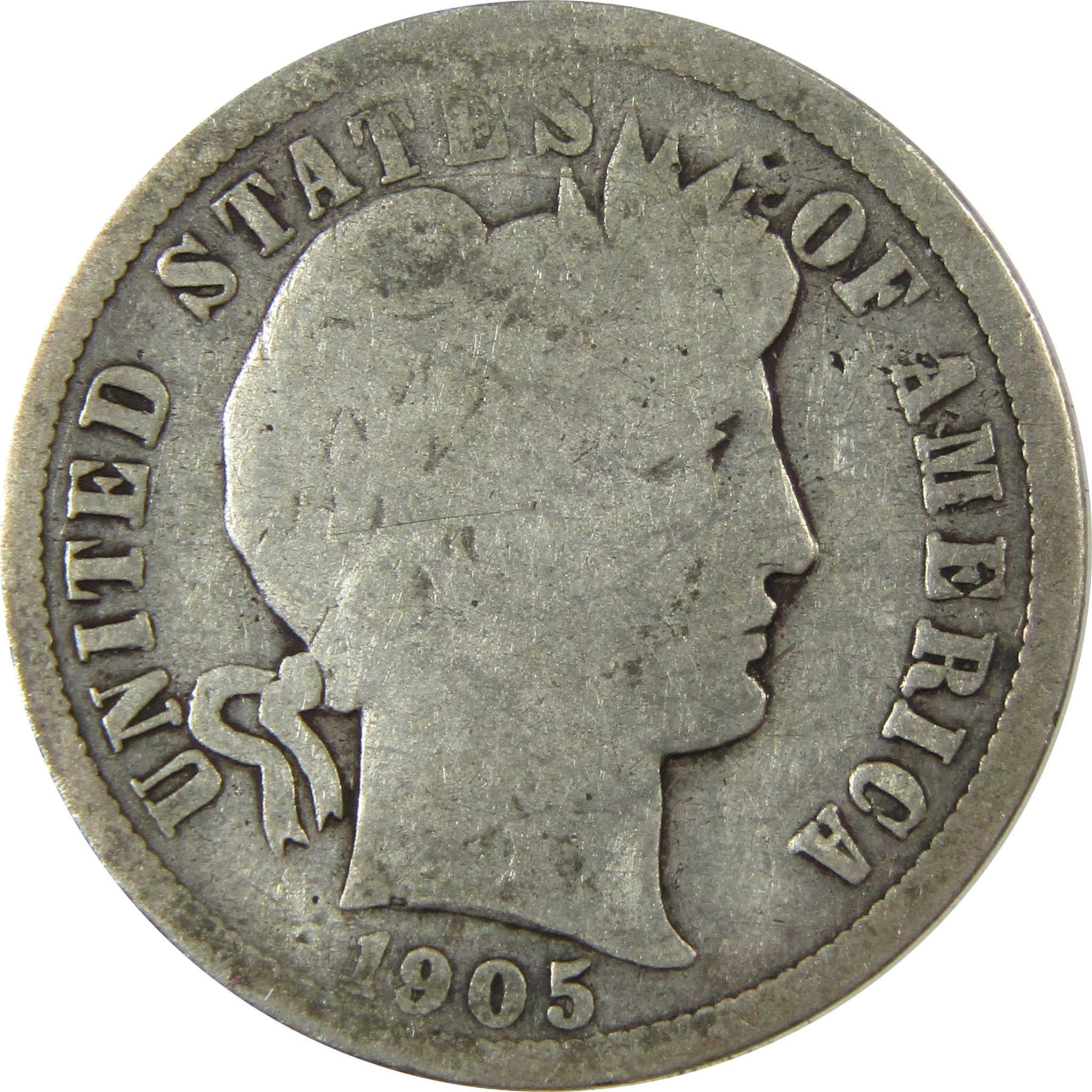1905 O Micro O Barber Silver Dime G Good Details 10c Coin SKU:I26623