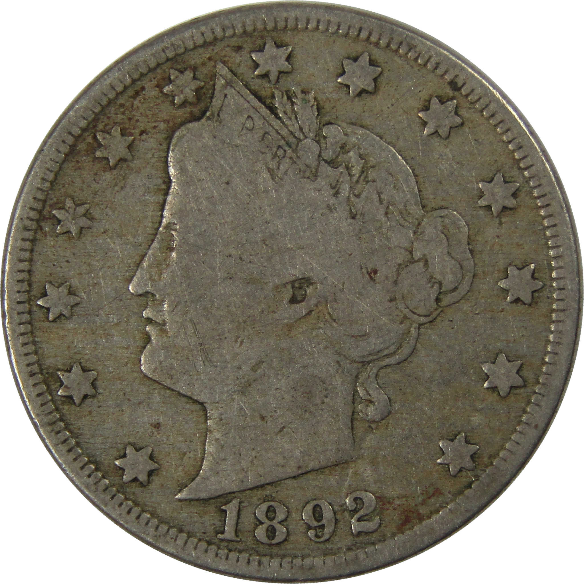 1892 Liberty Head V Nickel F Fine 5c Coin Collectible SKU:I23460