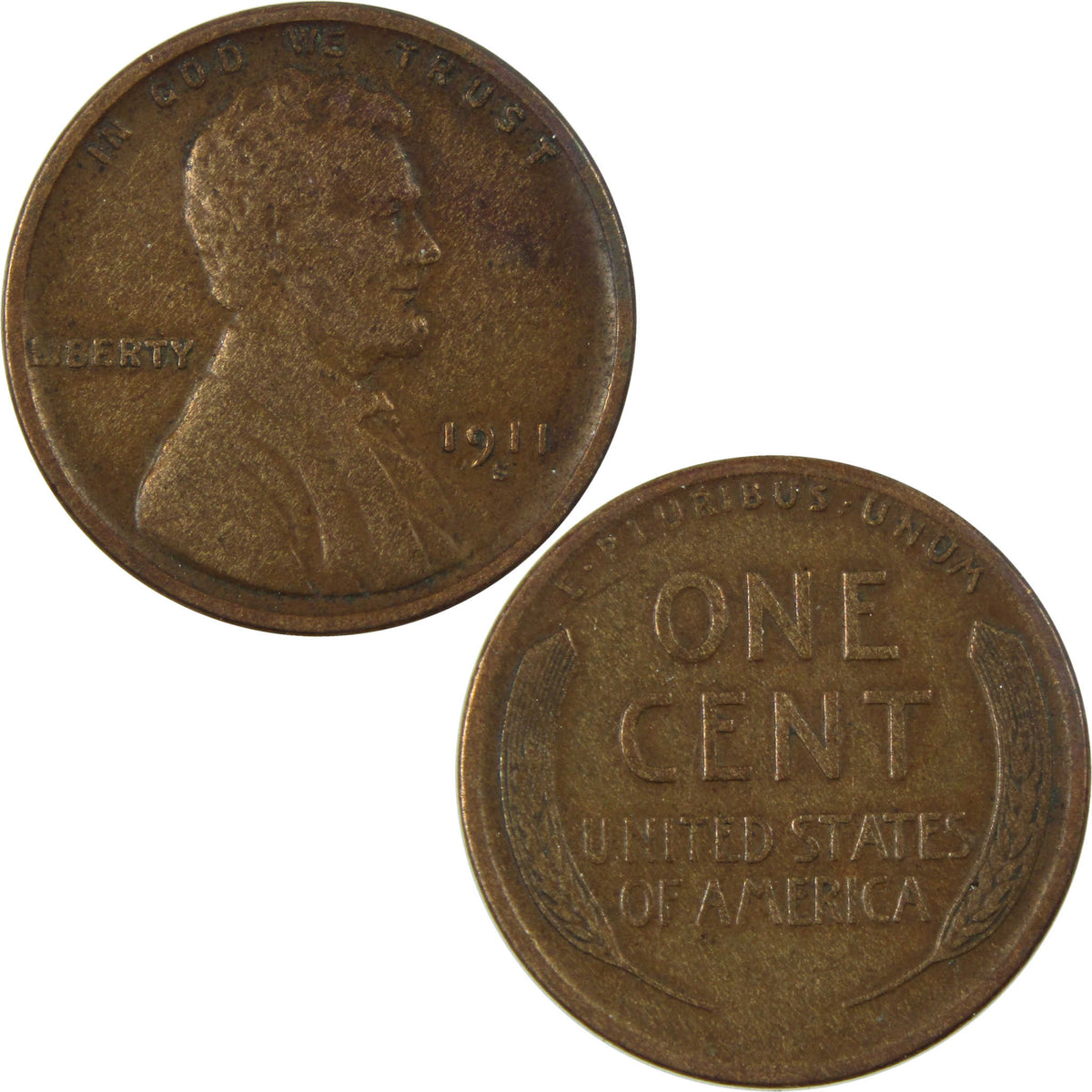 1911 S Lincoln Wheat Cent VF Very Fine Penny 1c Coin SKU:I28641
