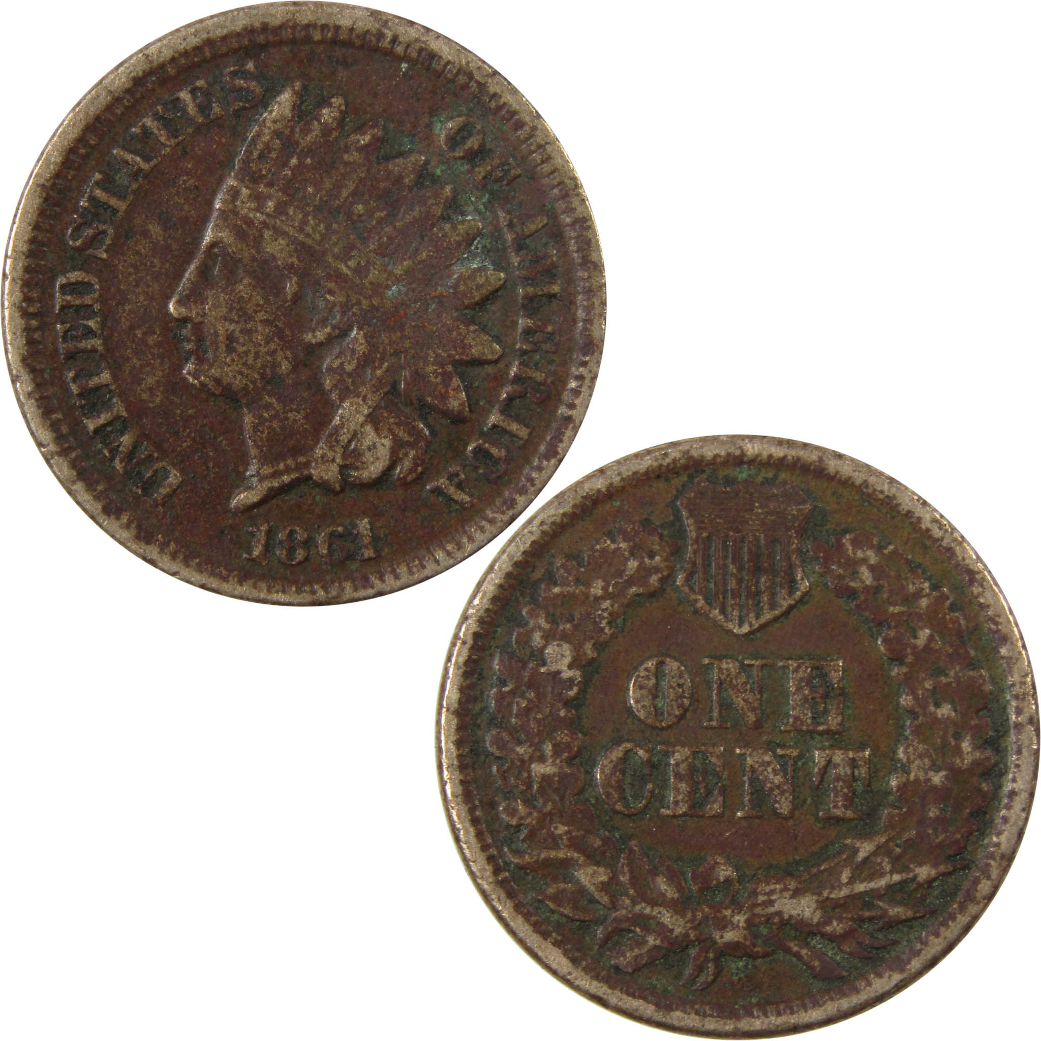 1861 Indian Head Cent F Fine Details Penny 1c Coin SKU:CP1192