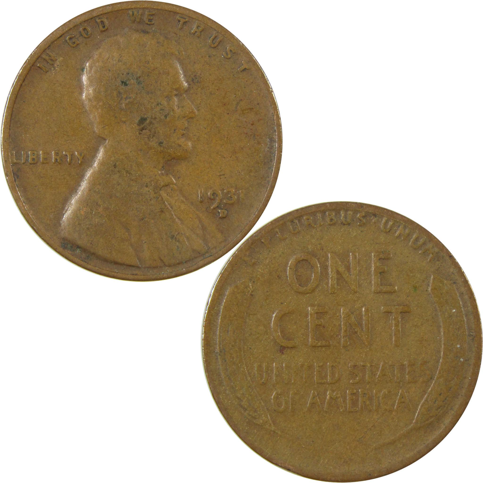 1931 D Lincoln Wheat Cent F Fine Penny 1c Coin Collectible SKU:I26797