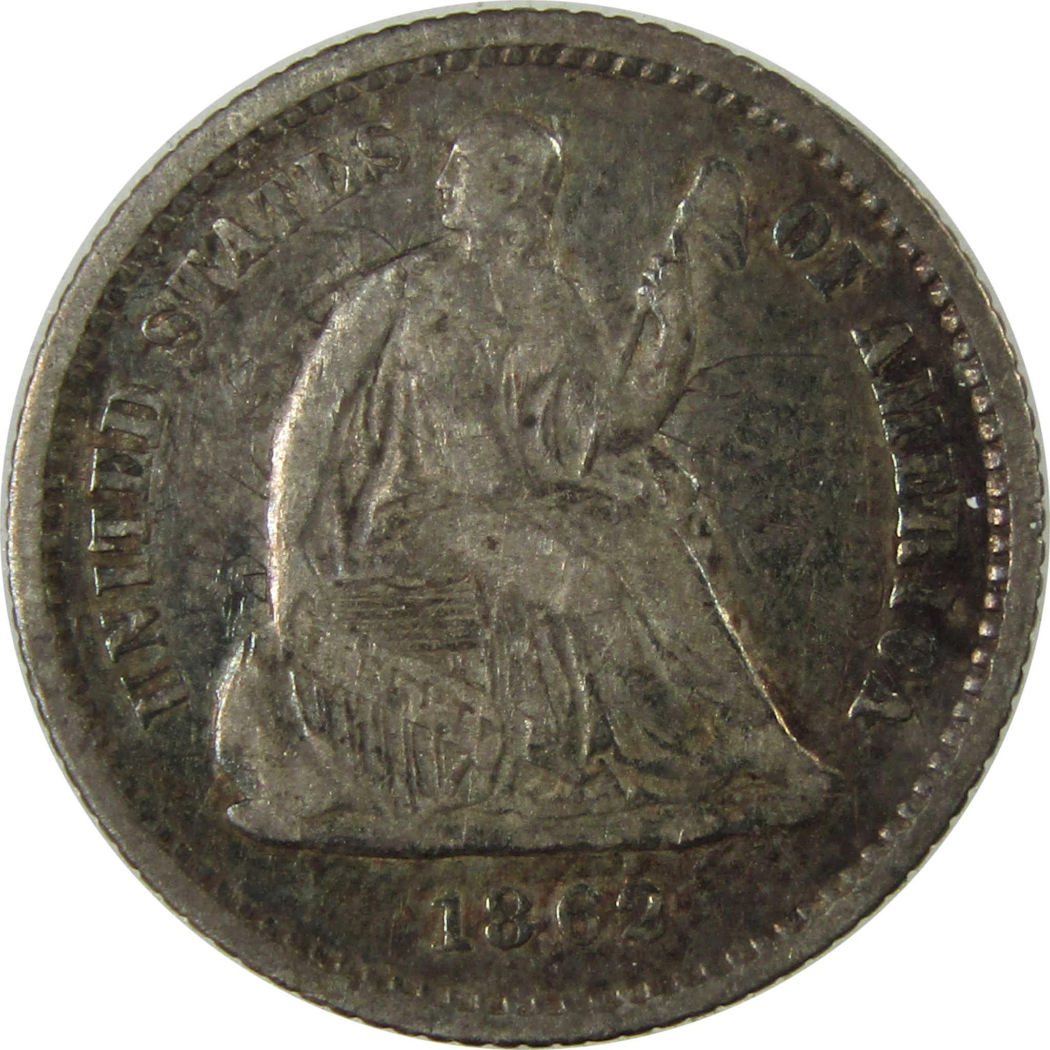 1862 Seated Liberty Silver Half Dime VF Very Fine Details SKU:I25391
