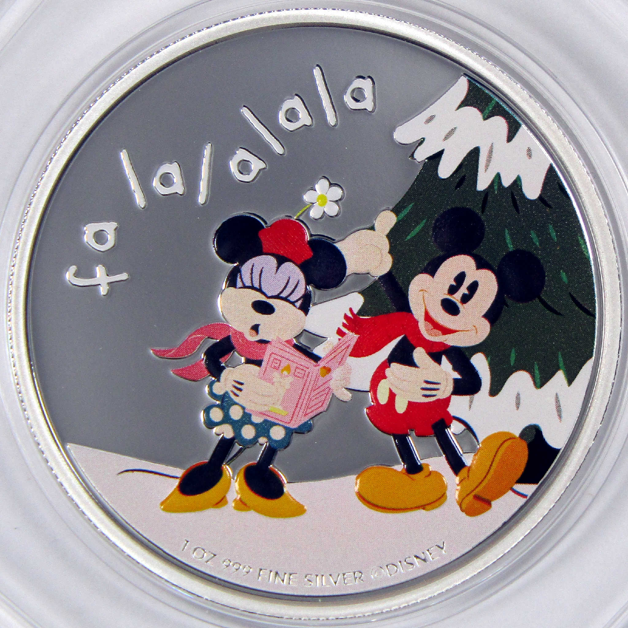 Merry Christmas Mickey & Minnie Mouse Silver Coin Ornament 2024 Niue