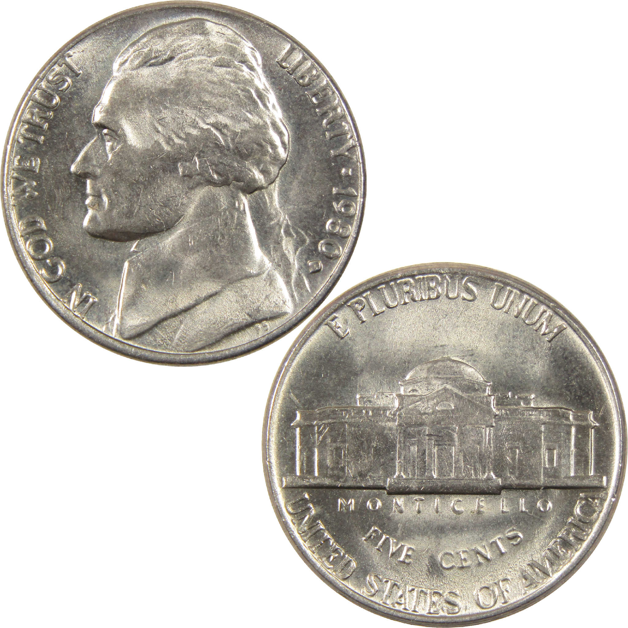 1980 D Jefferson Nickel BU Uncirculated 5c Coin
