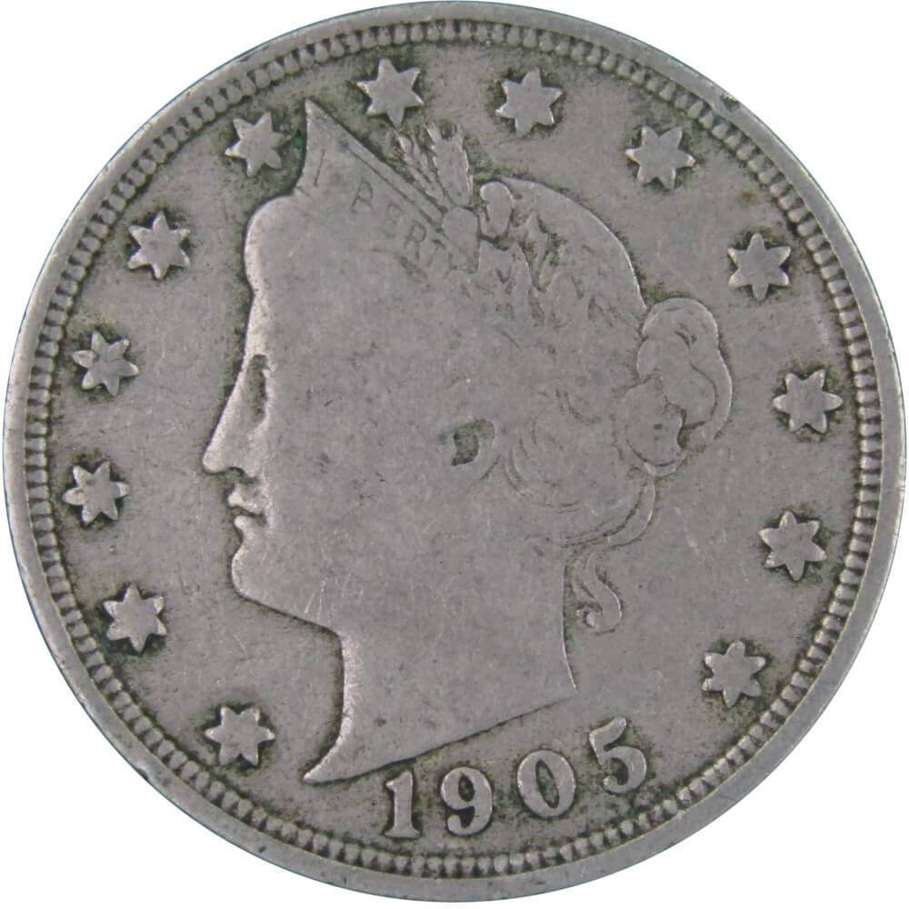 1905 Liberty Head V Nickel AF About Fine 5c Coin Collectible