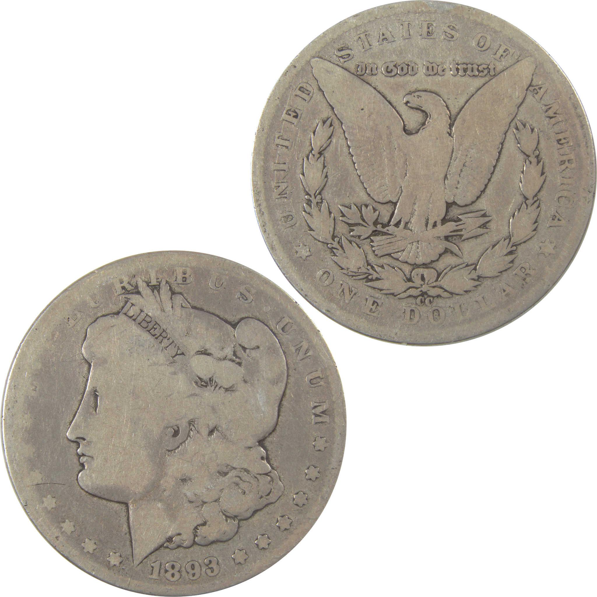 1893 CC Morgan Silver Dollar G Good $1 Coin SKU:I24610 - Morgan coin - Morgan silver dollar - Morgan silver dollar for sale - Profile Coins & Collectibles