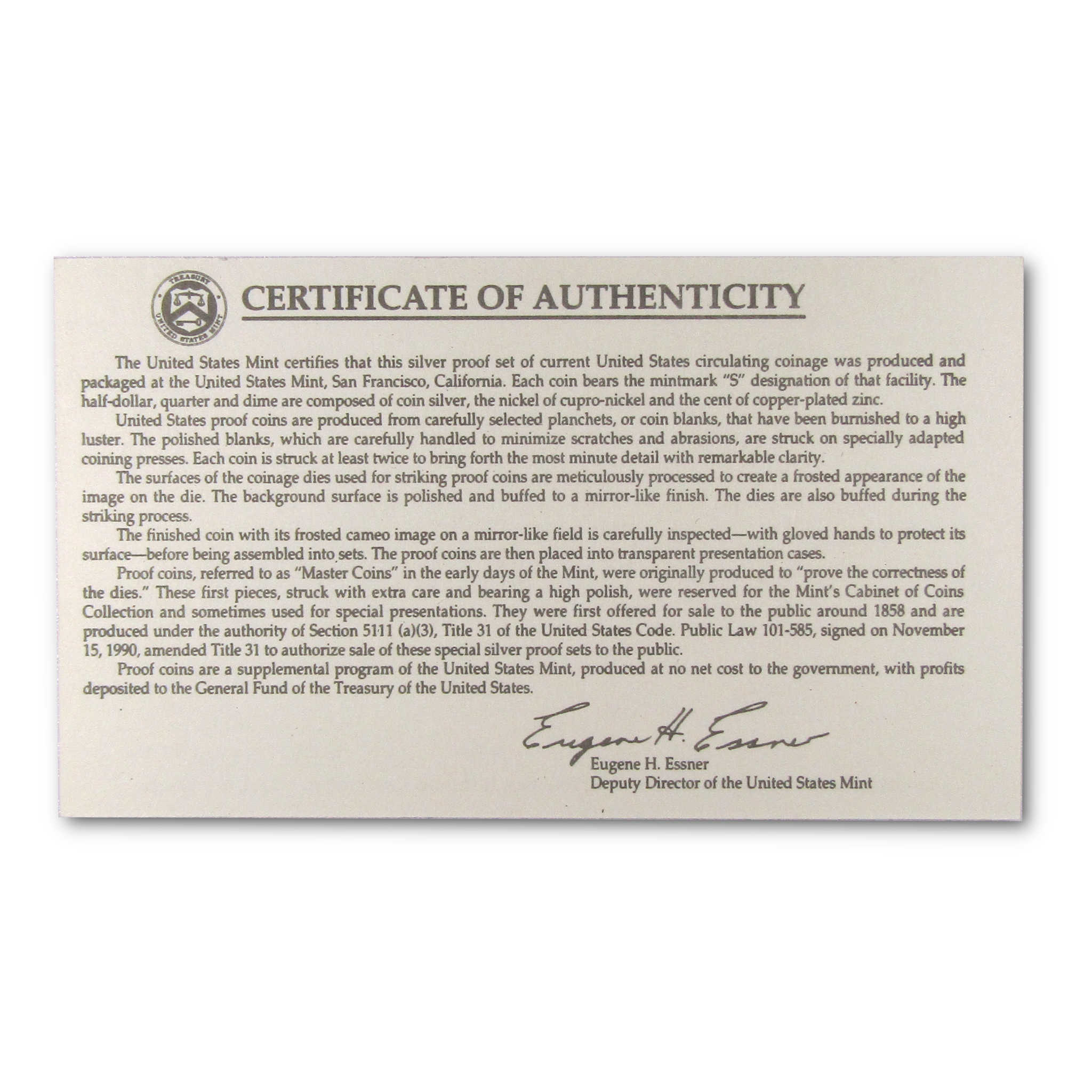 1992 Silver Proof Set U.S. Mint Original Government Packaging OGP COA