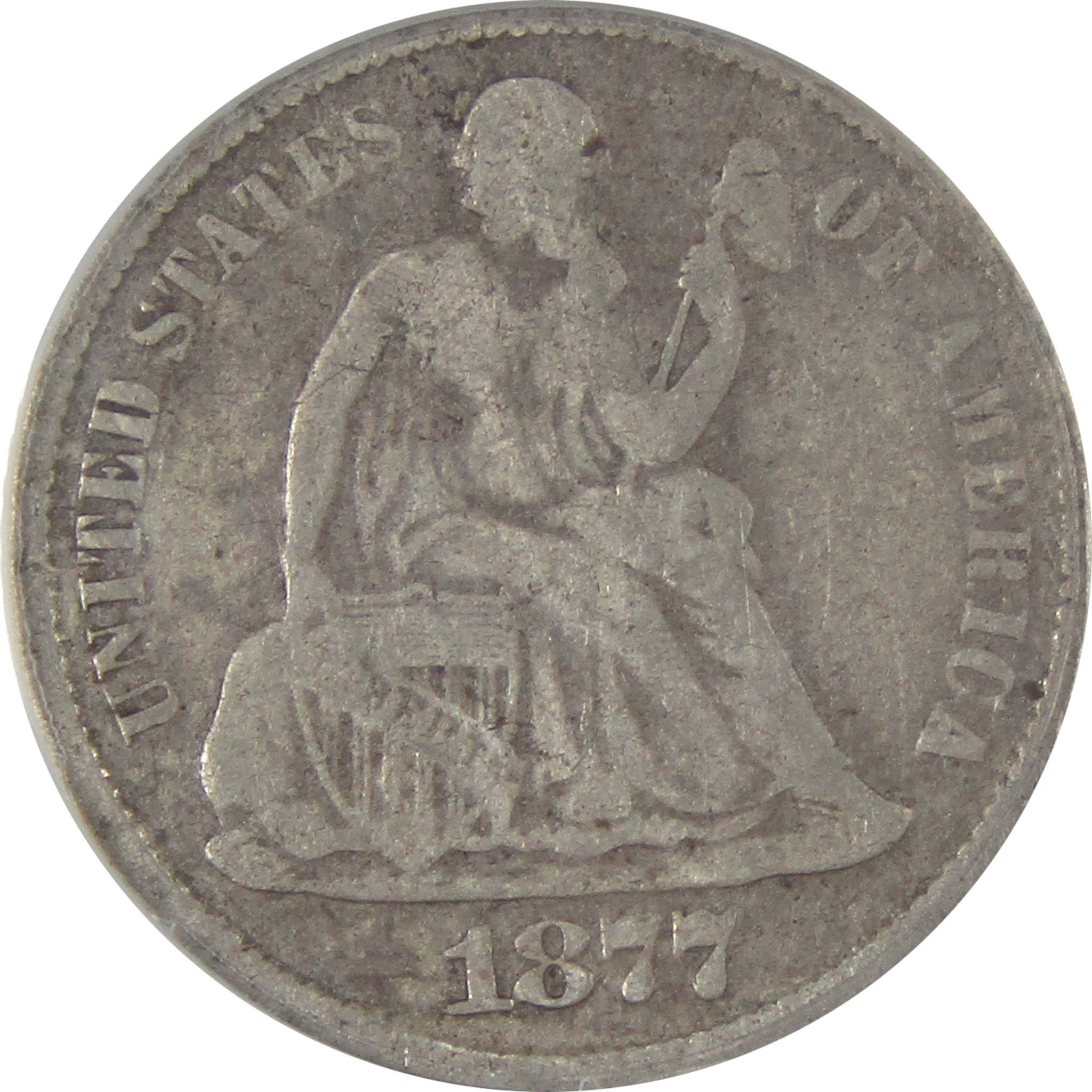 1877 CC Seated Liberty Dime VG 10 ANACS Silver 10c Coin SKU:CP135