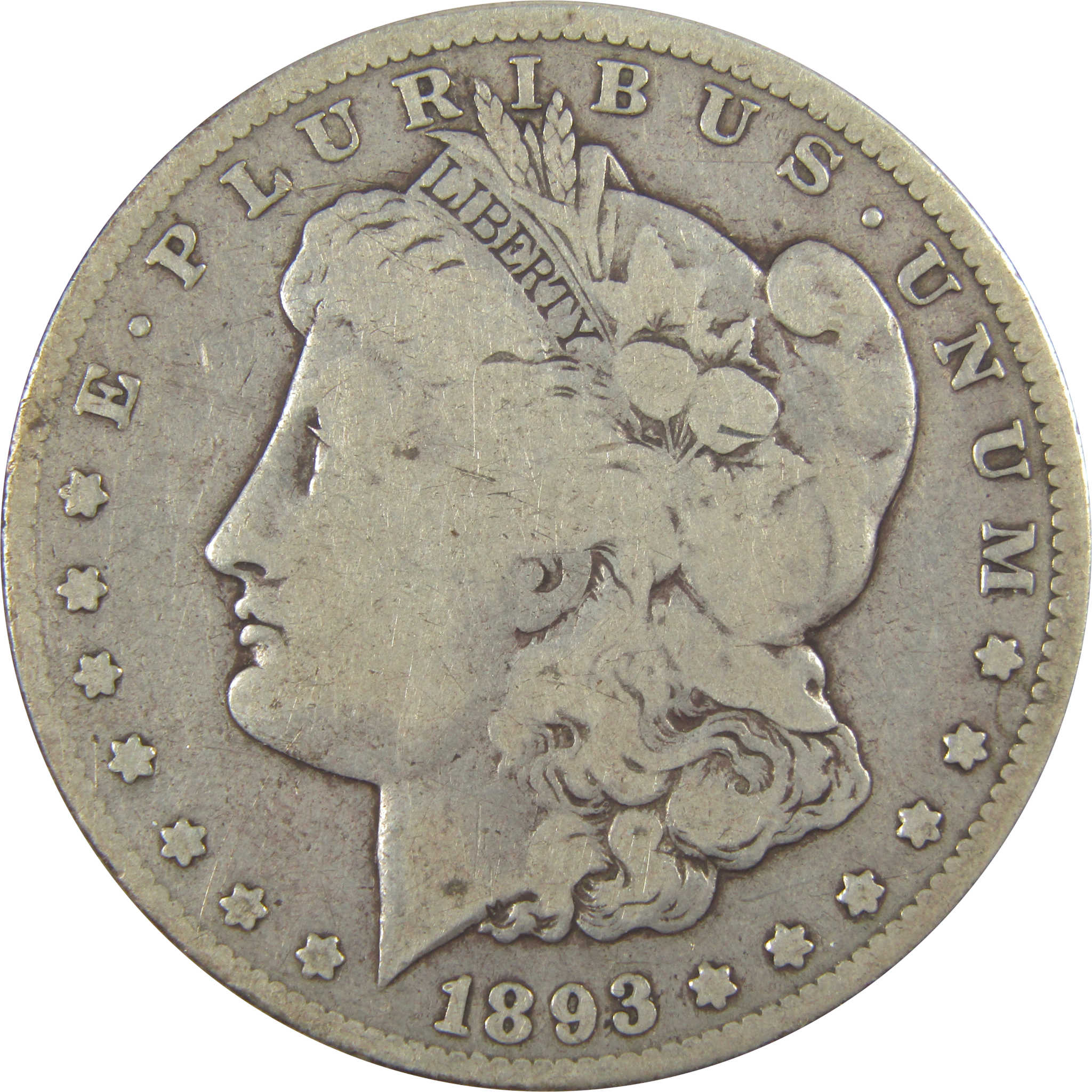 1893 CC Morgan Dollar VG Very Good Silver $1 Coin SKU:I19940 - Morgan coin - Morgan silver dollar - Morgan silver dollar for sale - Profile Coins & Collectibles