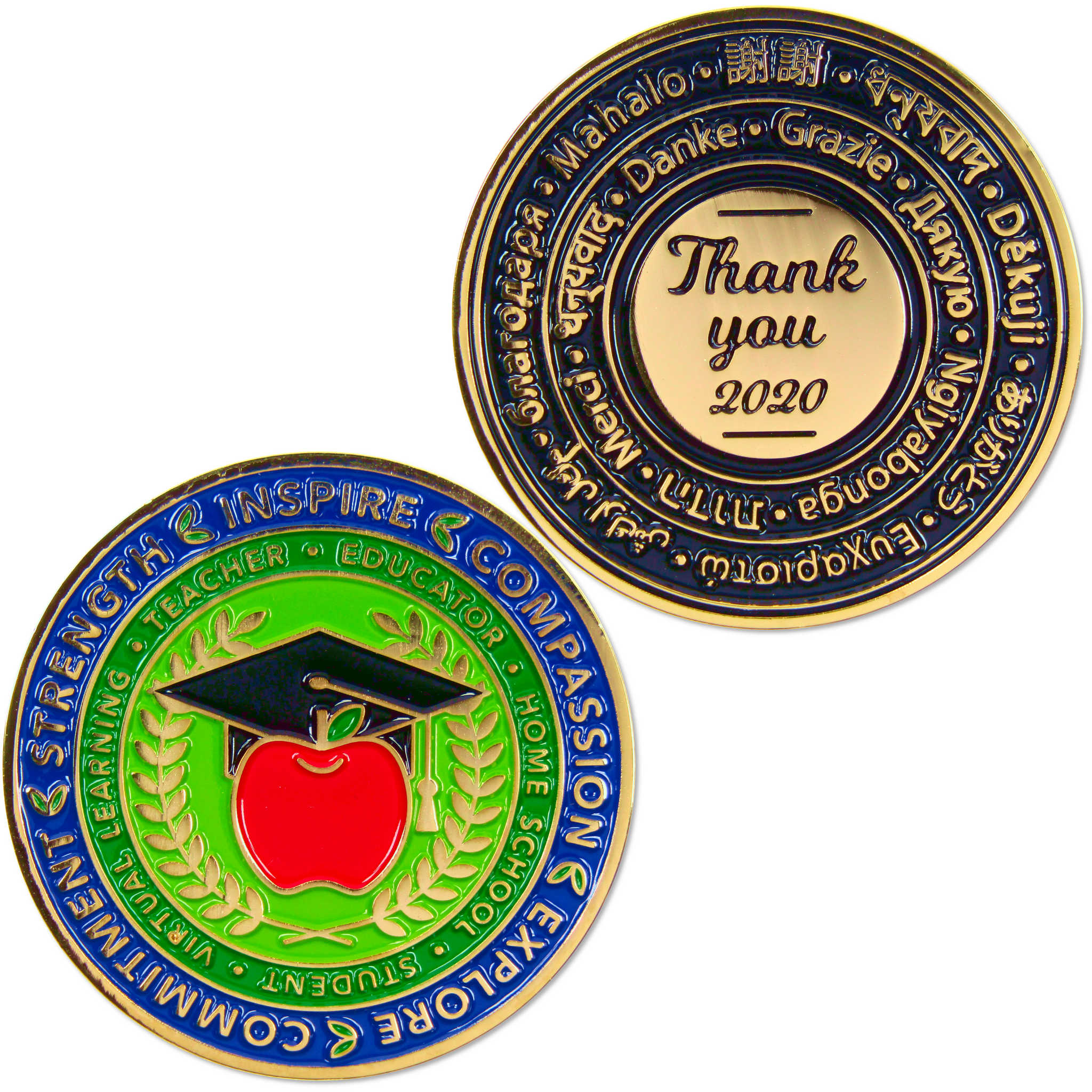 Educator Challenge Coin Brass Collectible with Enameled Coloring