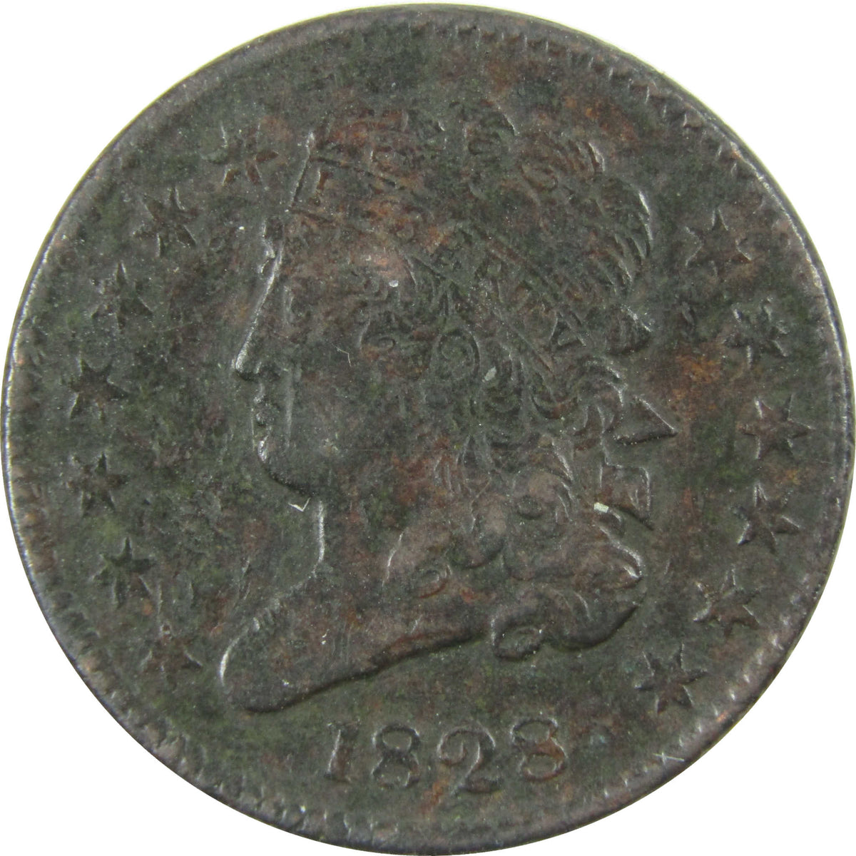1828 13 Stars Classic Head Copper Half Cent VF Very Fine SKU:CP1771