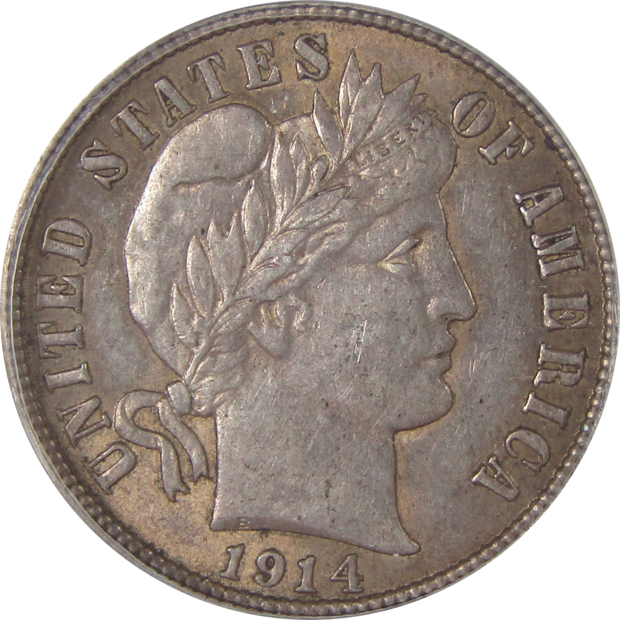 1914 Barber Dime AU 58 ANACS Silver 10c Coin SKU:I17878