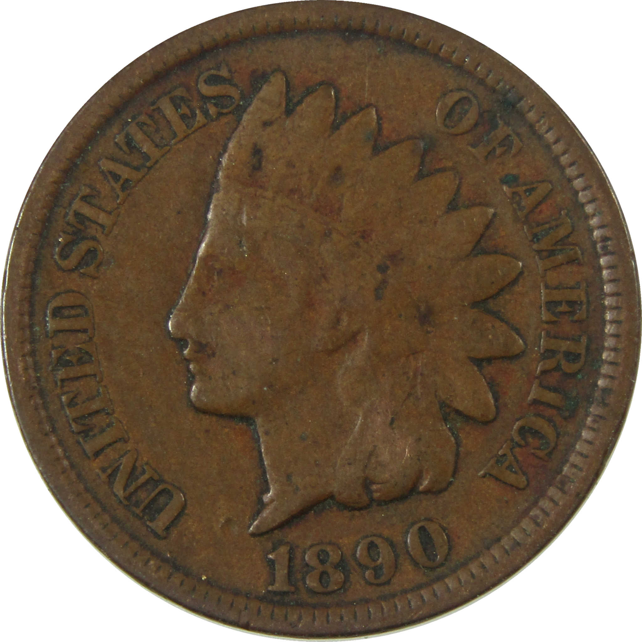 1890 Indian Head Cent VG Very Good Penny 1c Coin SKU:I26988